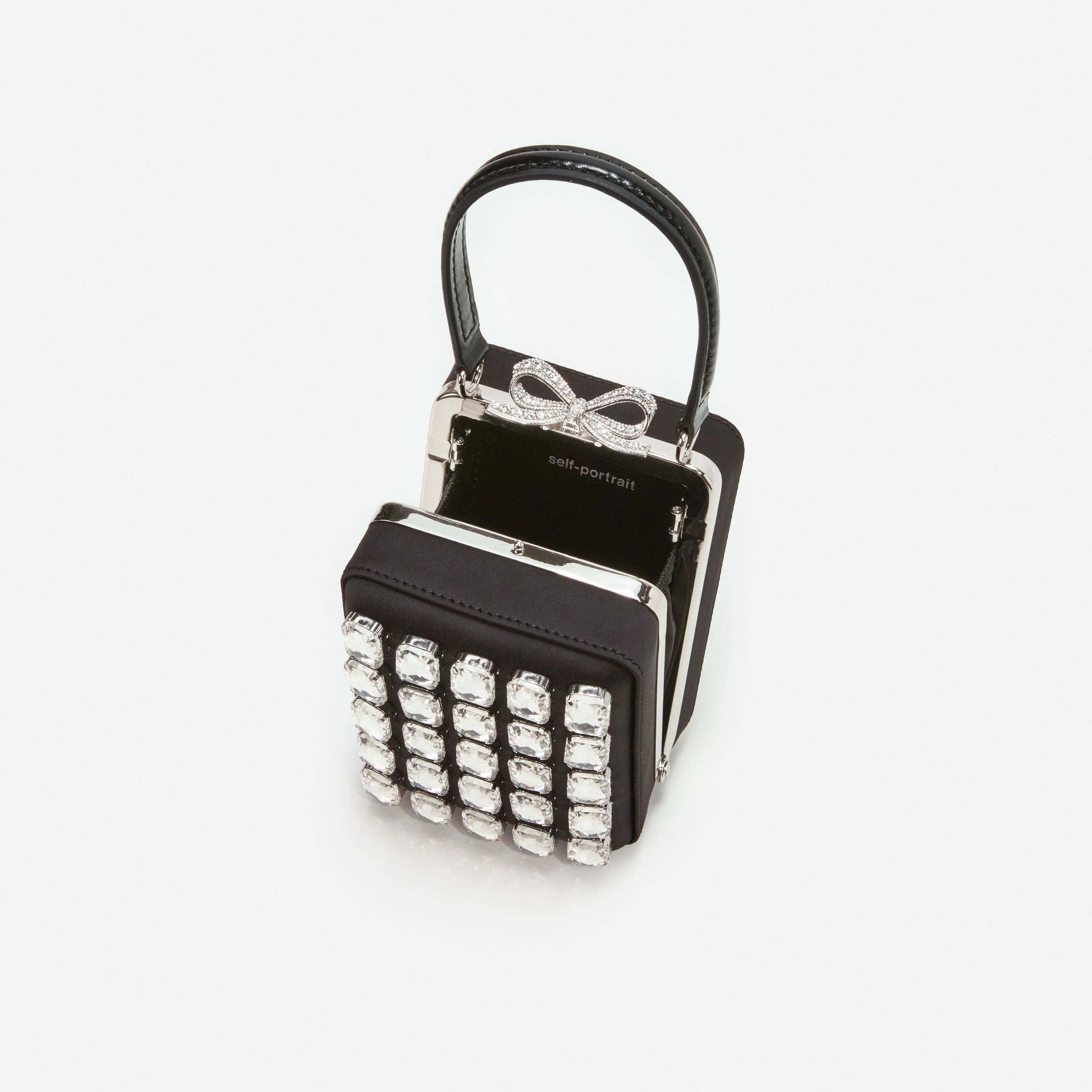 Black Satin Crystal Micro Bag - Image 5