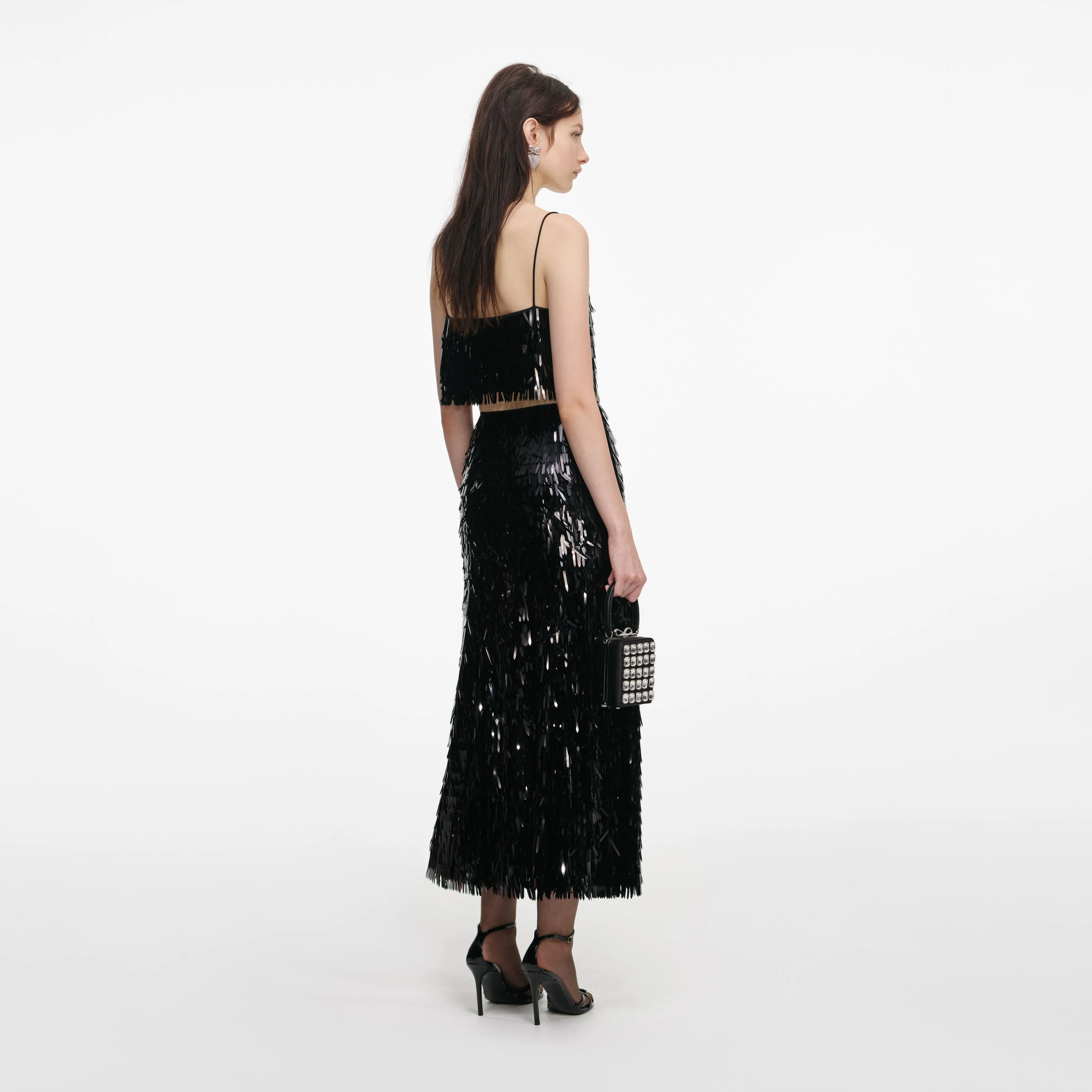 Black Sequin Midi Skirt - Image 3