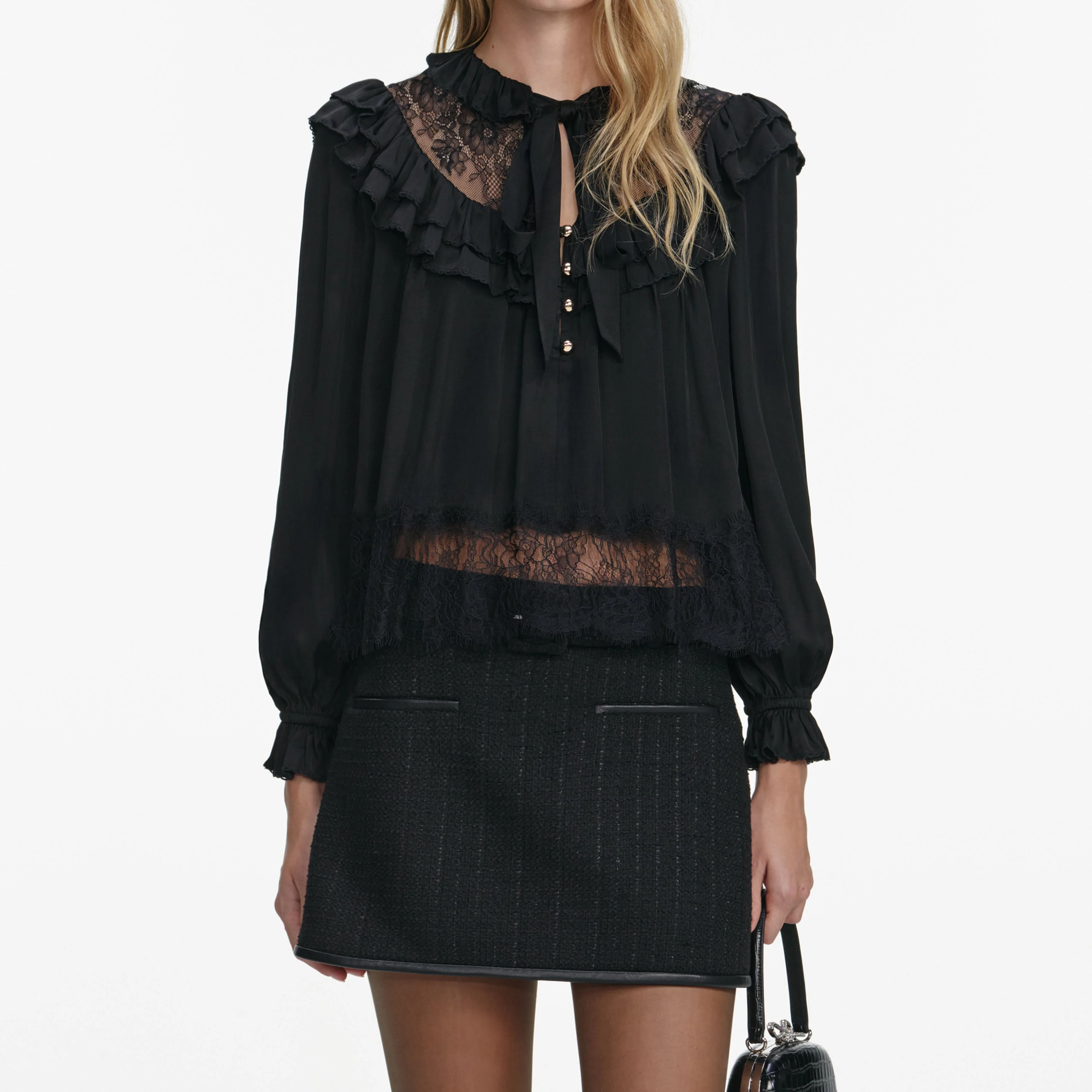 Black Viscose Lace Blouse - Image 4