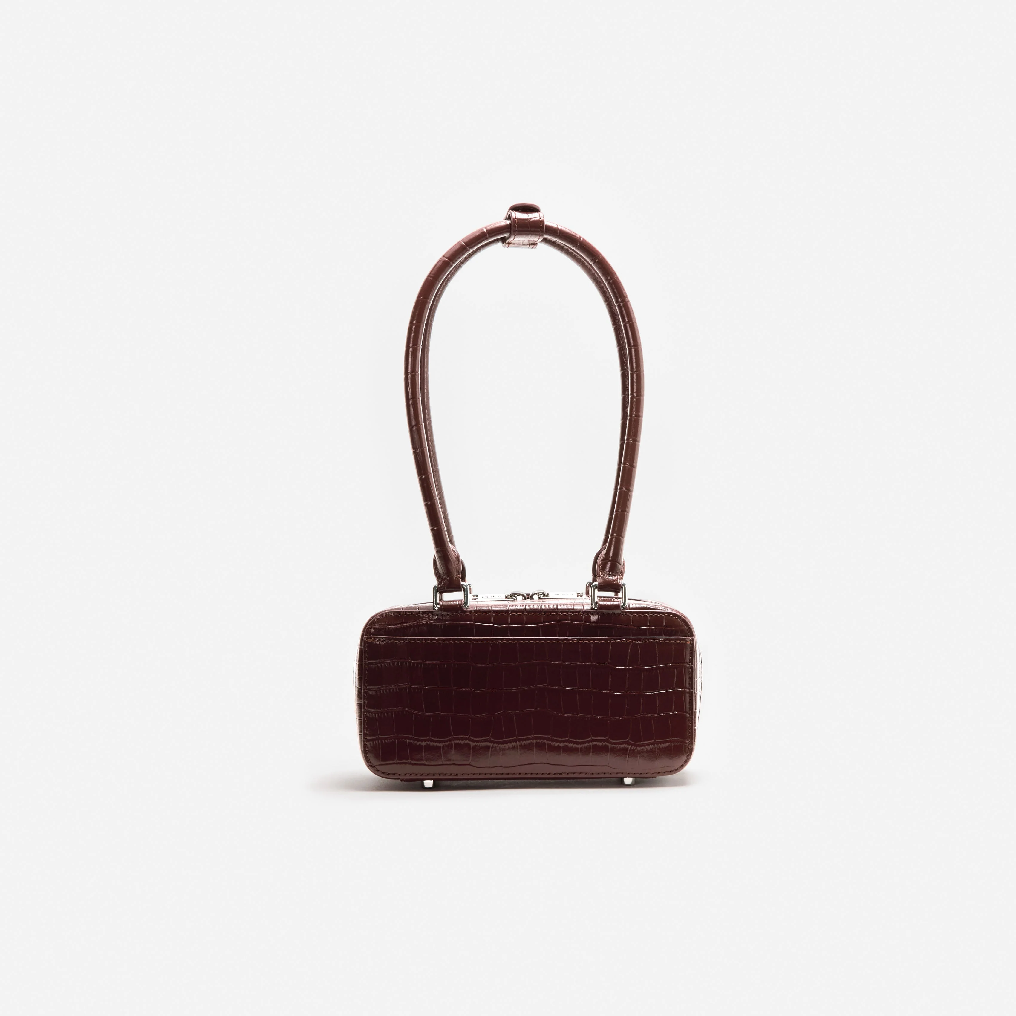 Brown Croc Leather Mini Shoulder Bag - Image 3