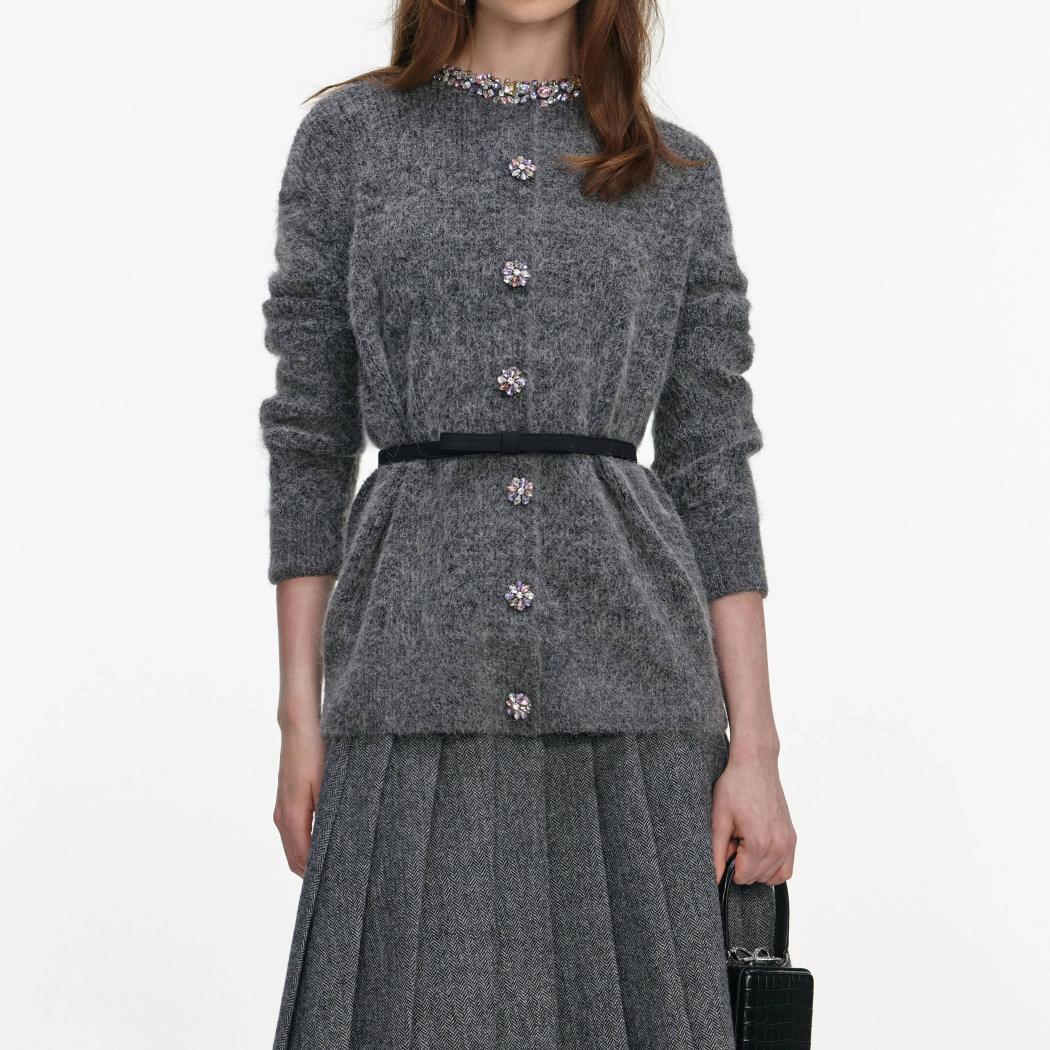 Charcoal Crystal Trim Cardigan - Image 4