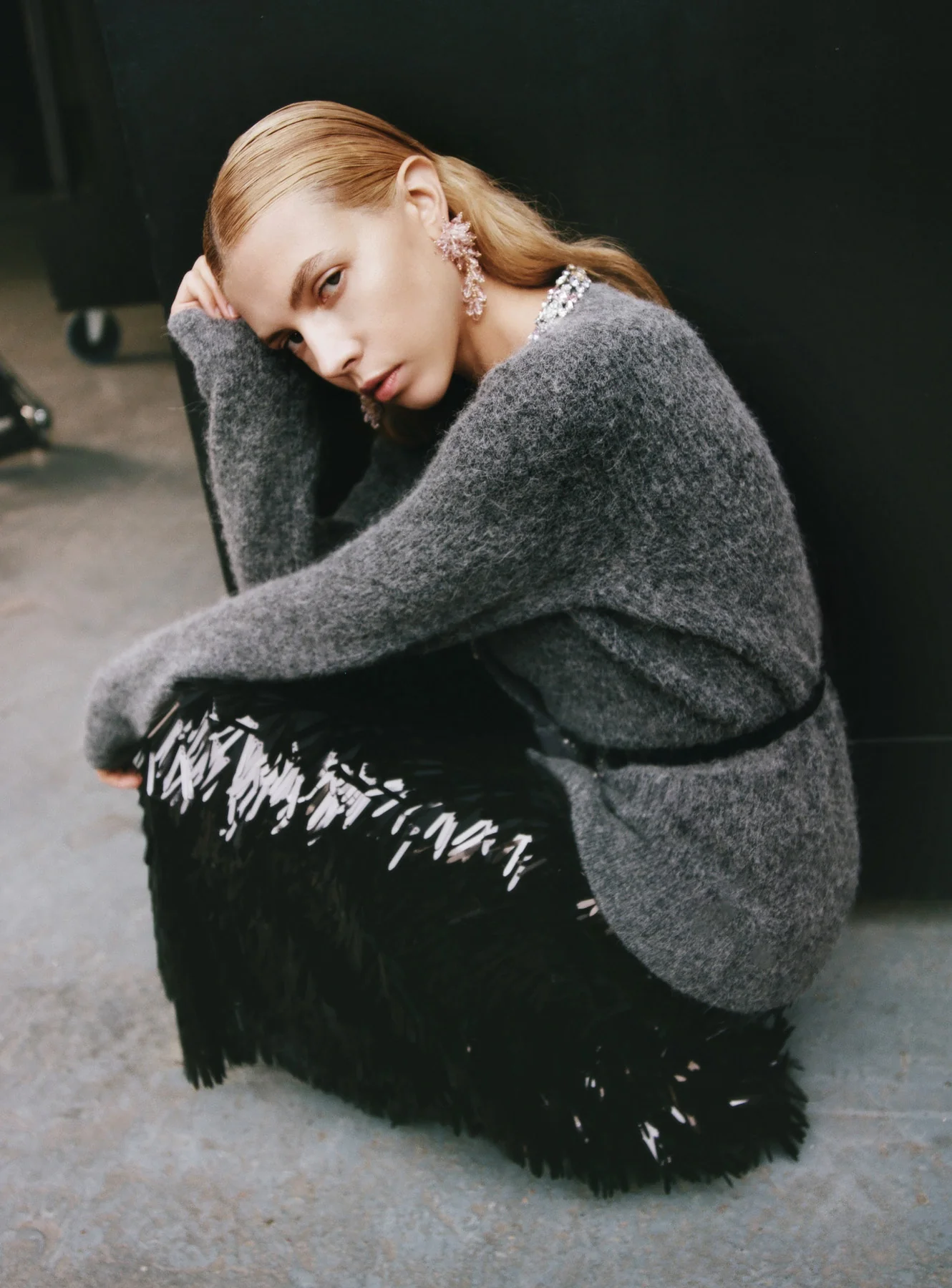 Charcoal Crystal Trim Cardigan - Image 6