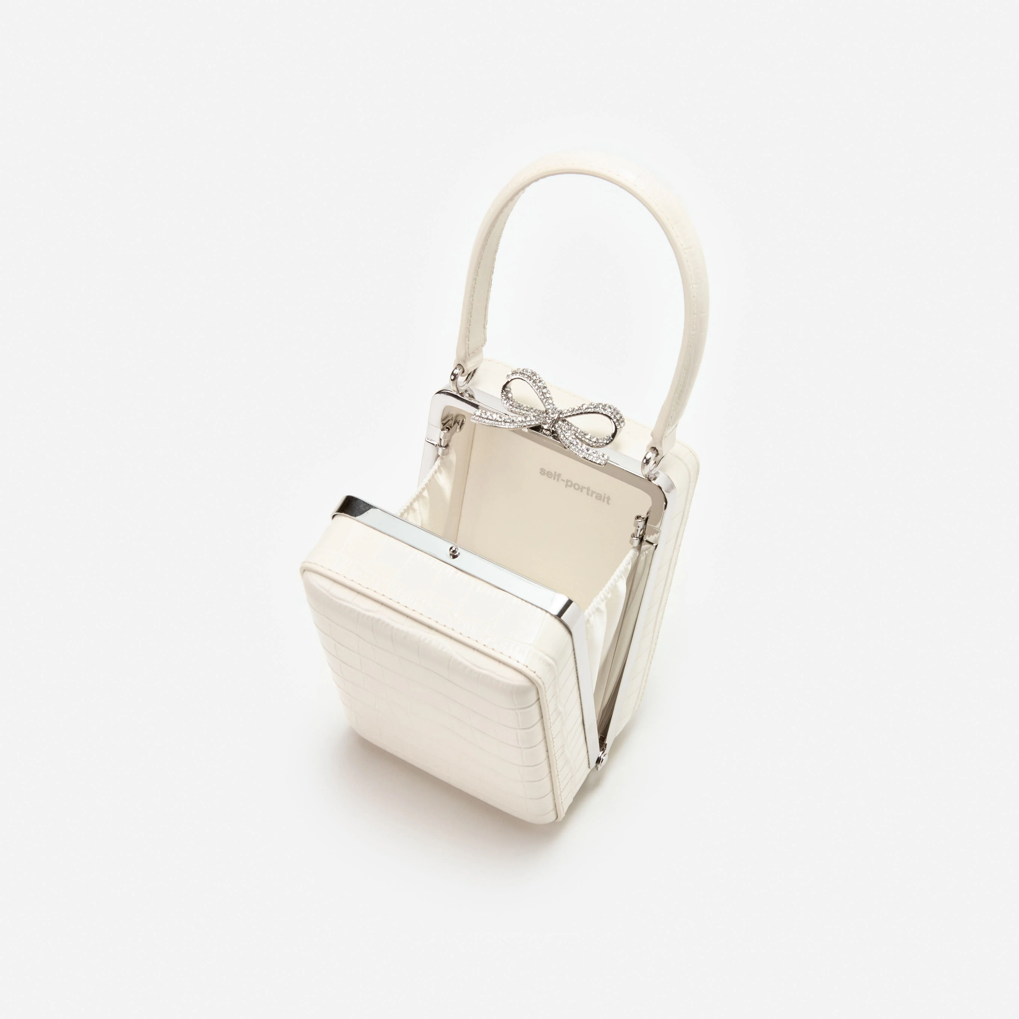 Cream Croc Leather Micro Bag - Image 5