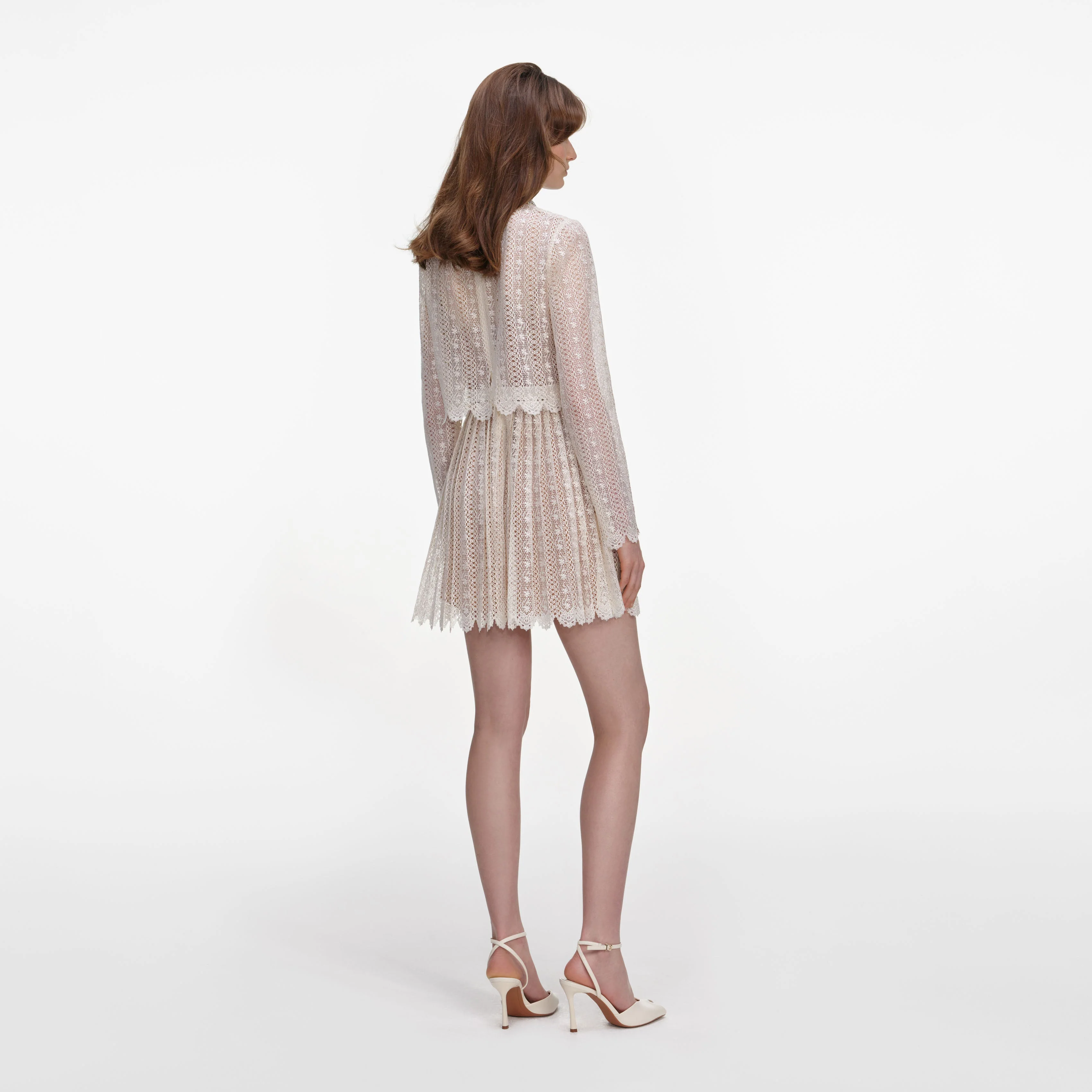 Cream Organza Lace Mini Dress - Image 3
