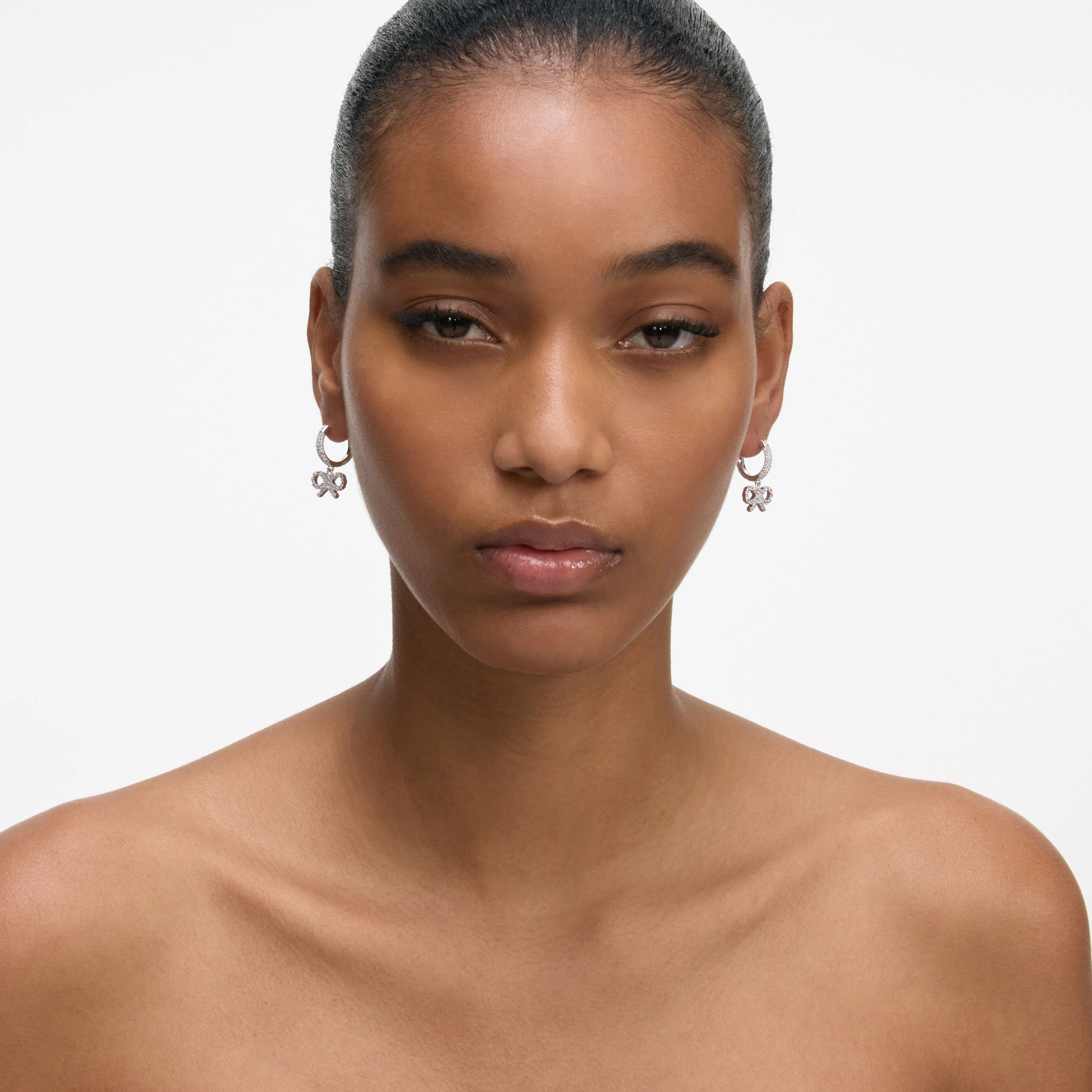 Crystal Bow Hoop Earrings - Image 4