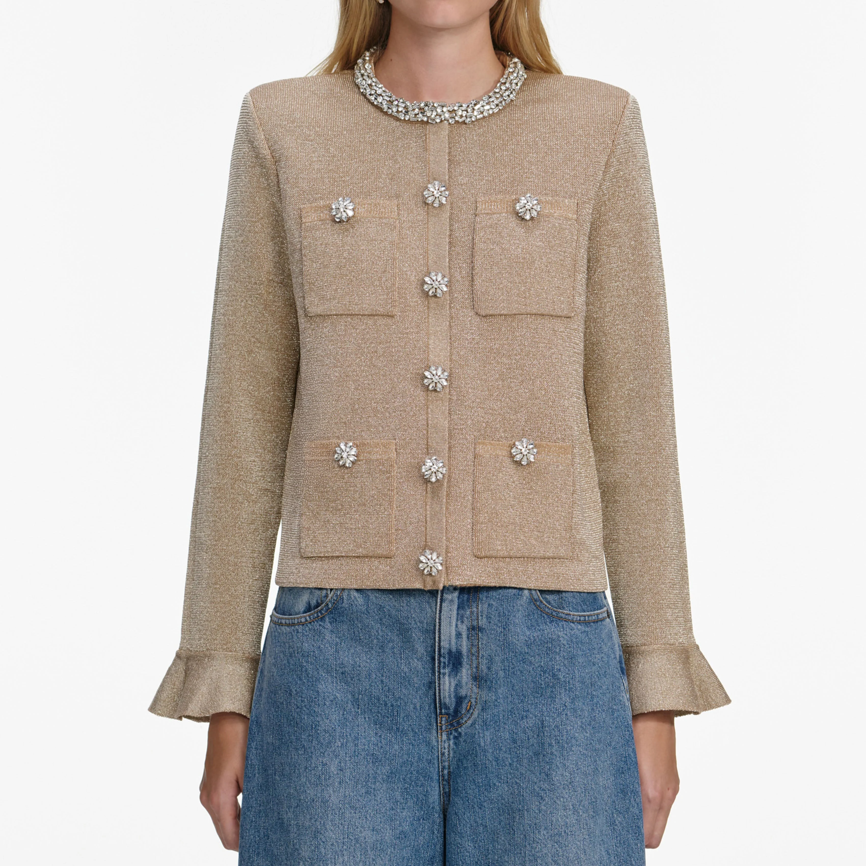 Gold Crystal Trim Cardigan - Image 4