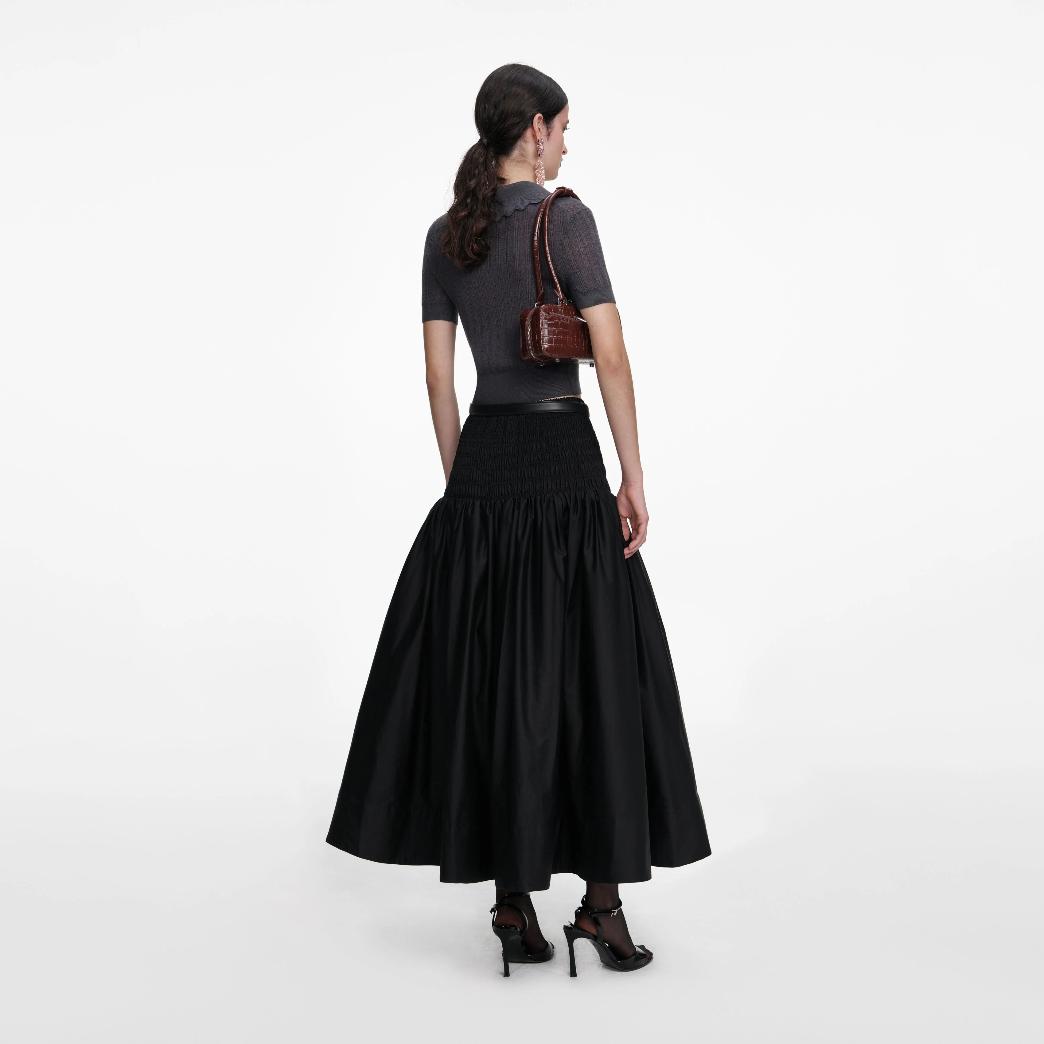 Grey Embroidered Pointelle Knit Top - Image 3