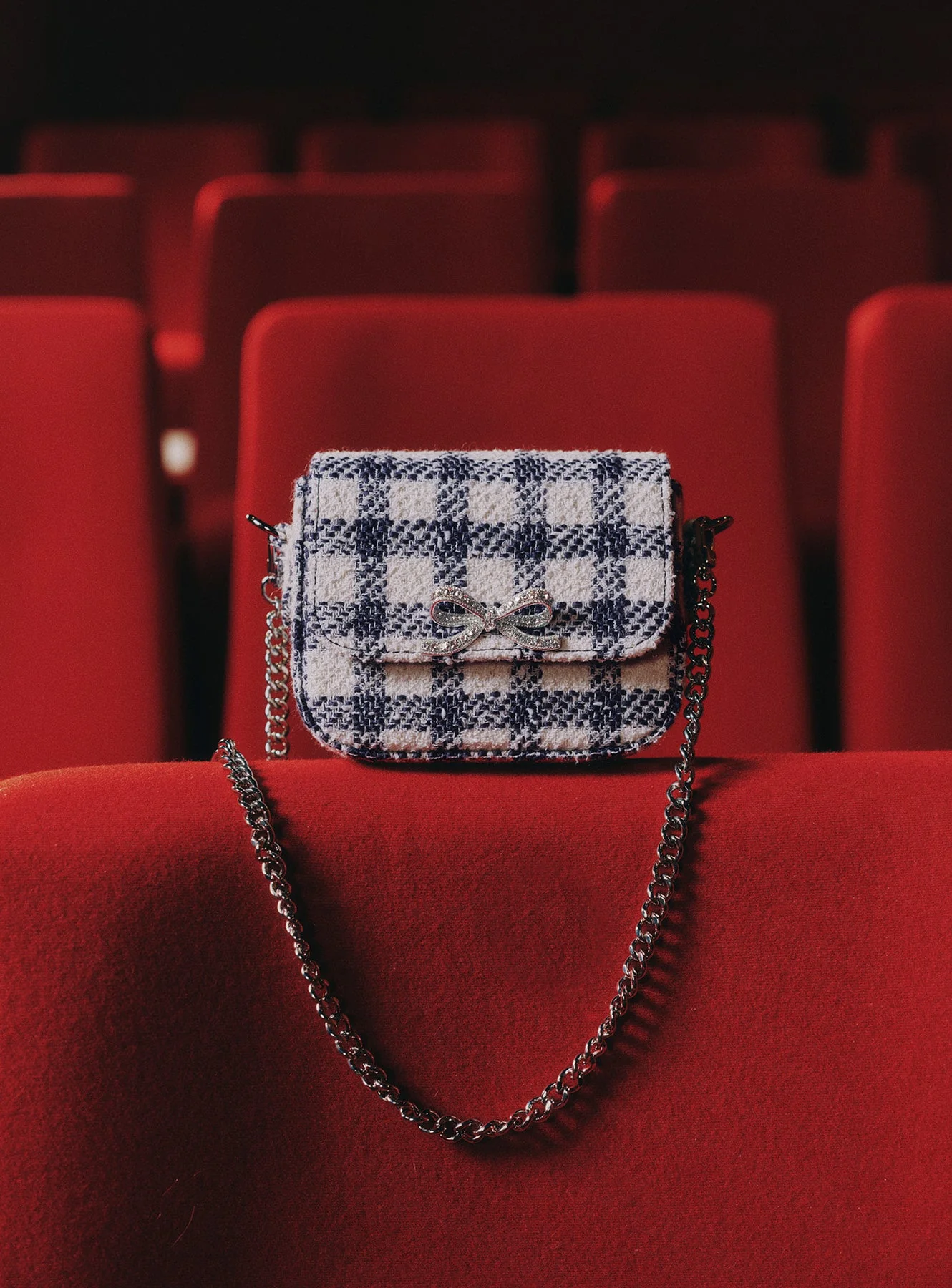 Navy Check Boucle Bag - Image 5
