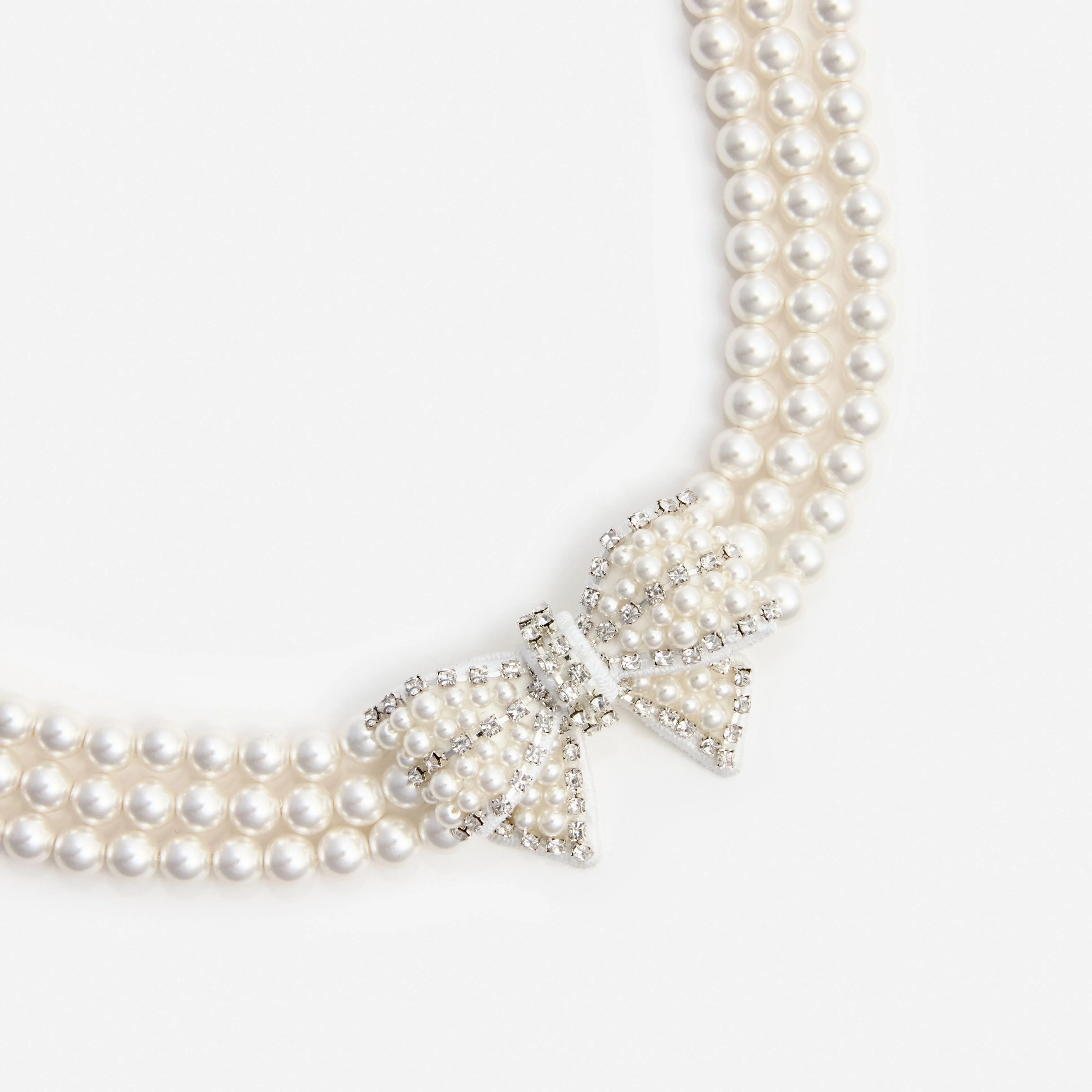 Pearl Satin Bow Necklace - Image 3