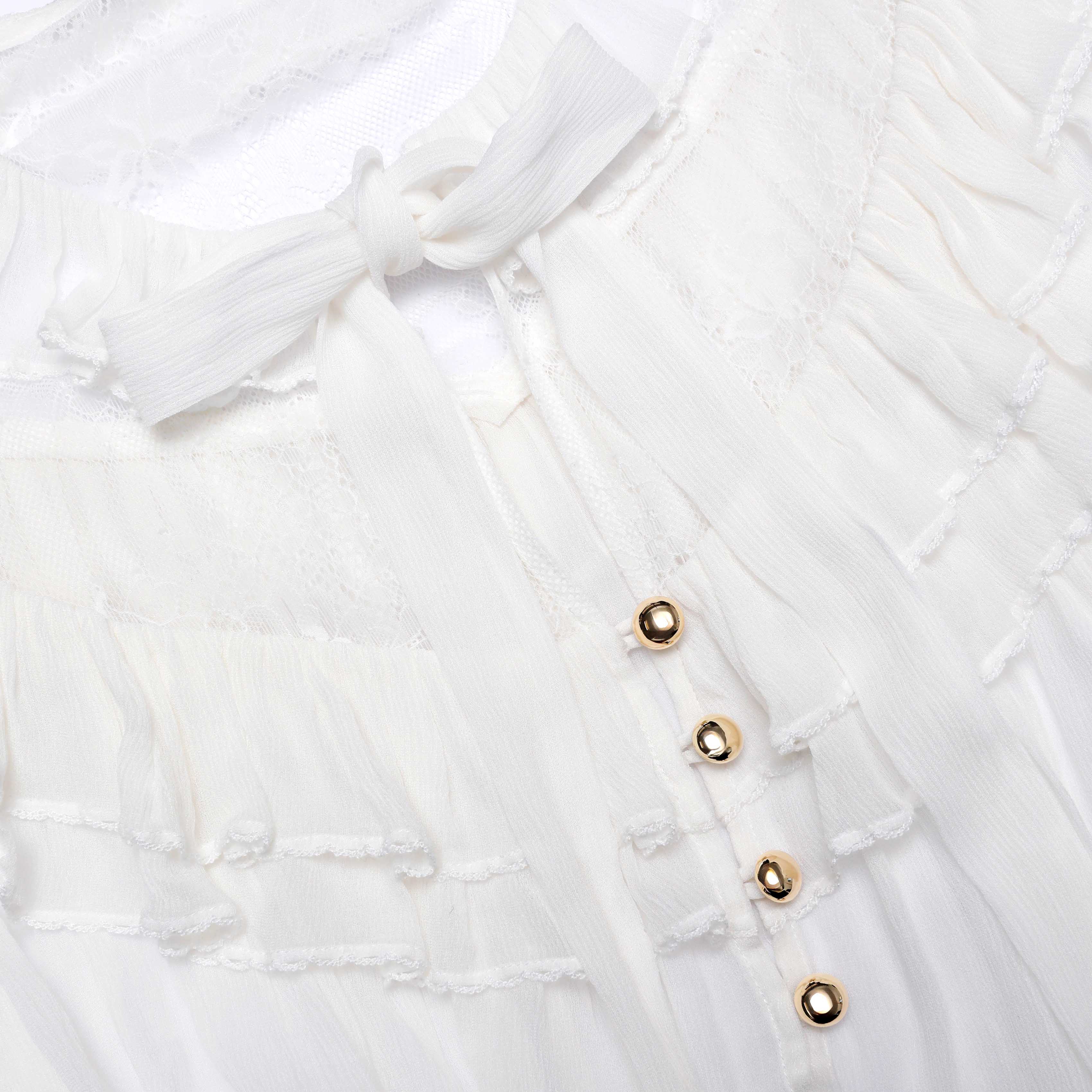 White Georgette Lace Blouse - Image 5