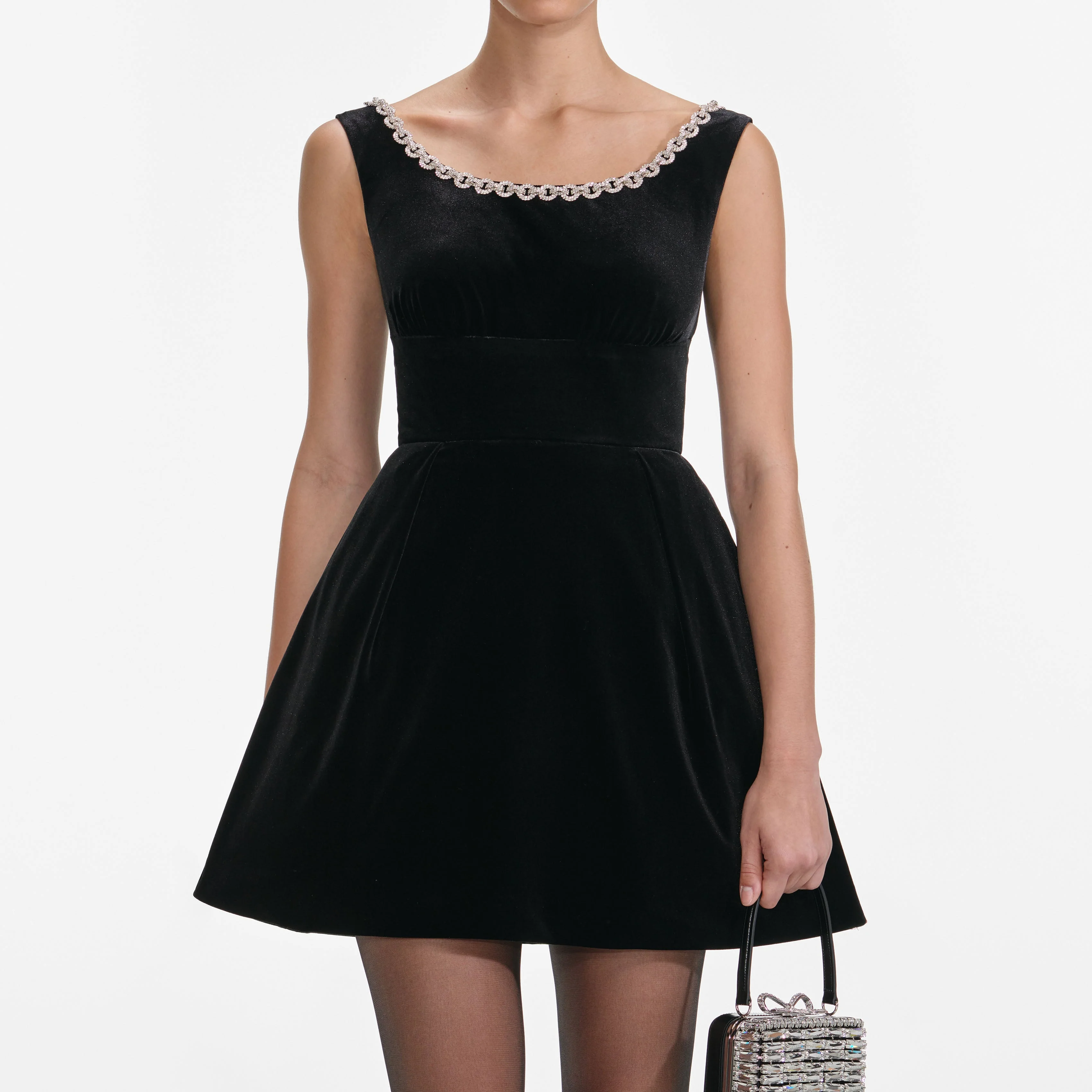Black Velvet Mini Dress - Image 4