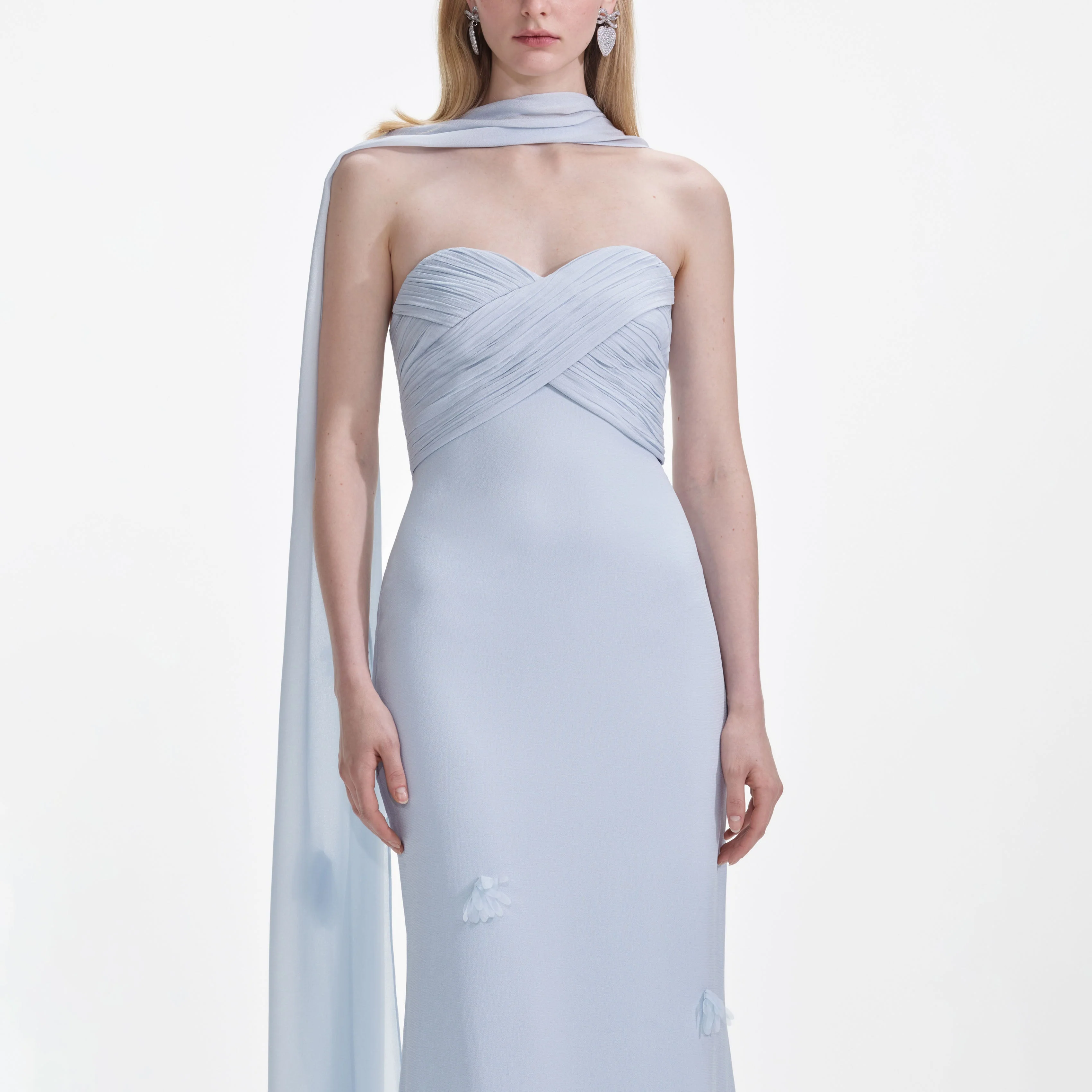 Blue Georgette Flower Maxi Dress - Image 4