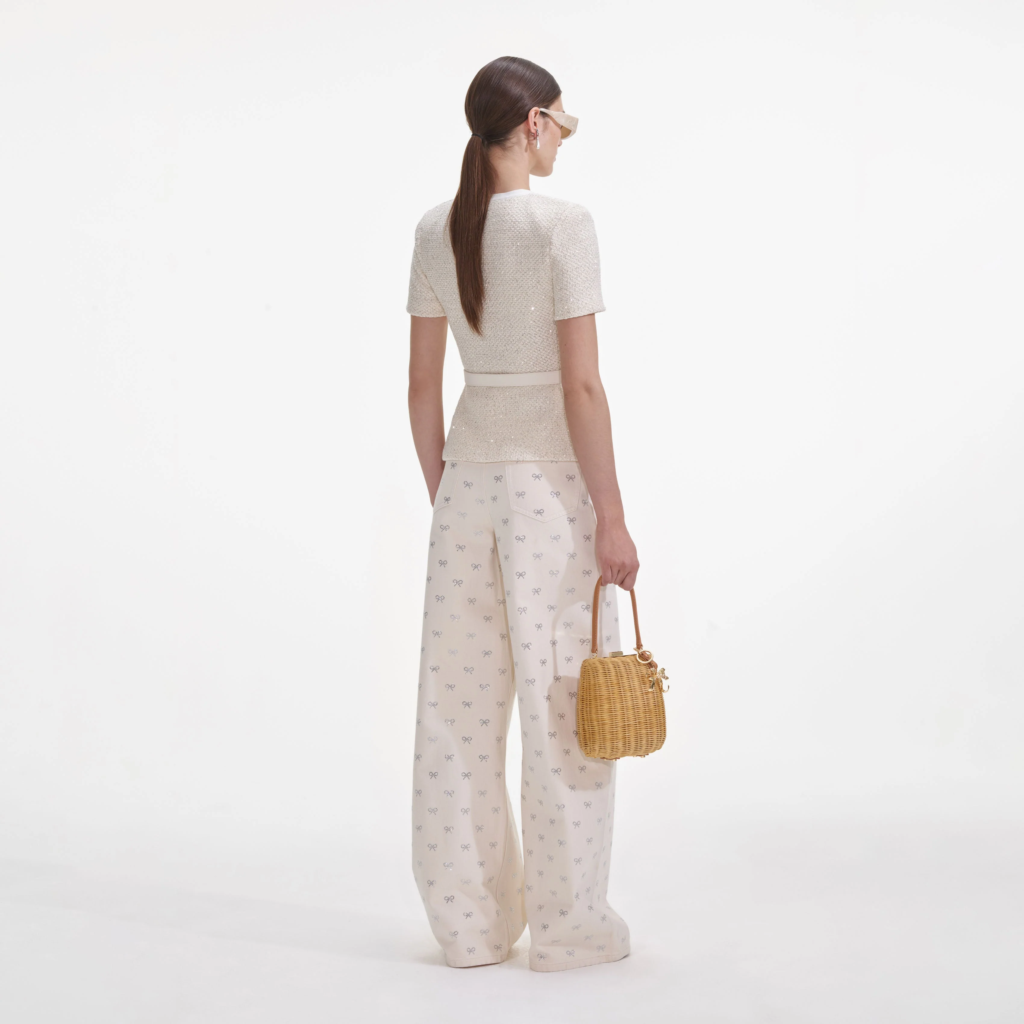 Cream Sequin Knit Top - Image 3