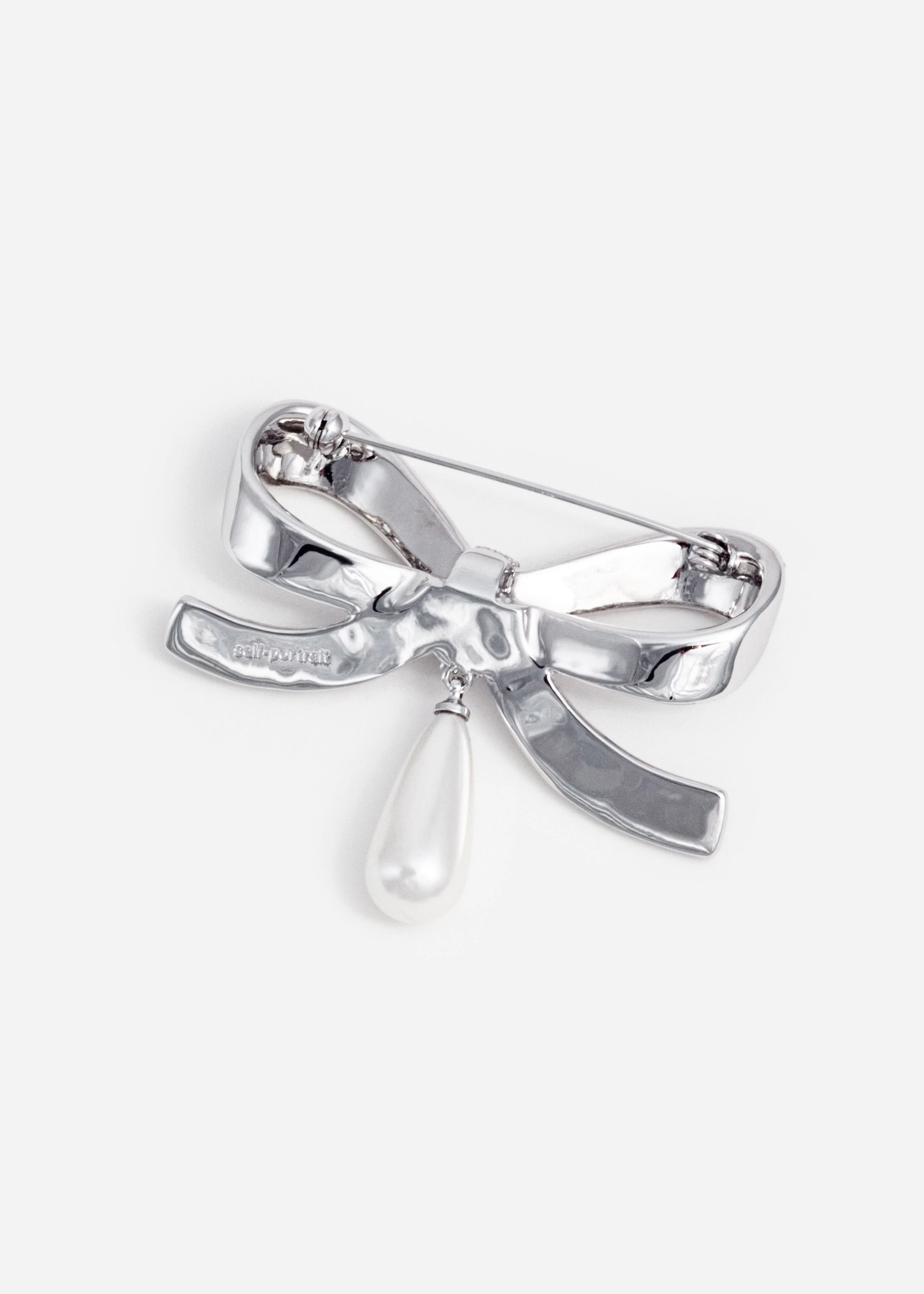 Crystal Bow Pearl Droplet Brooch - Image 3