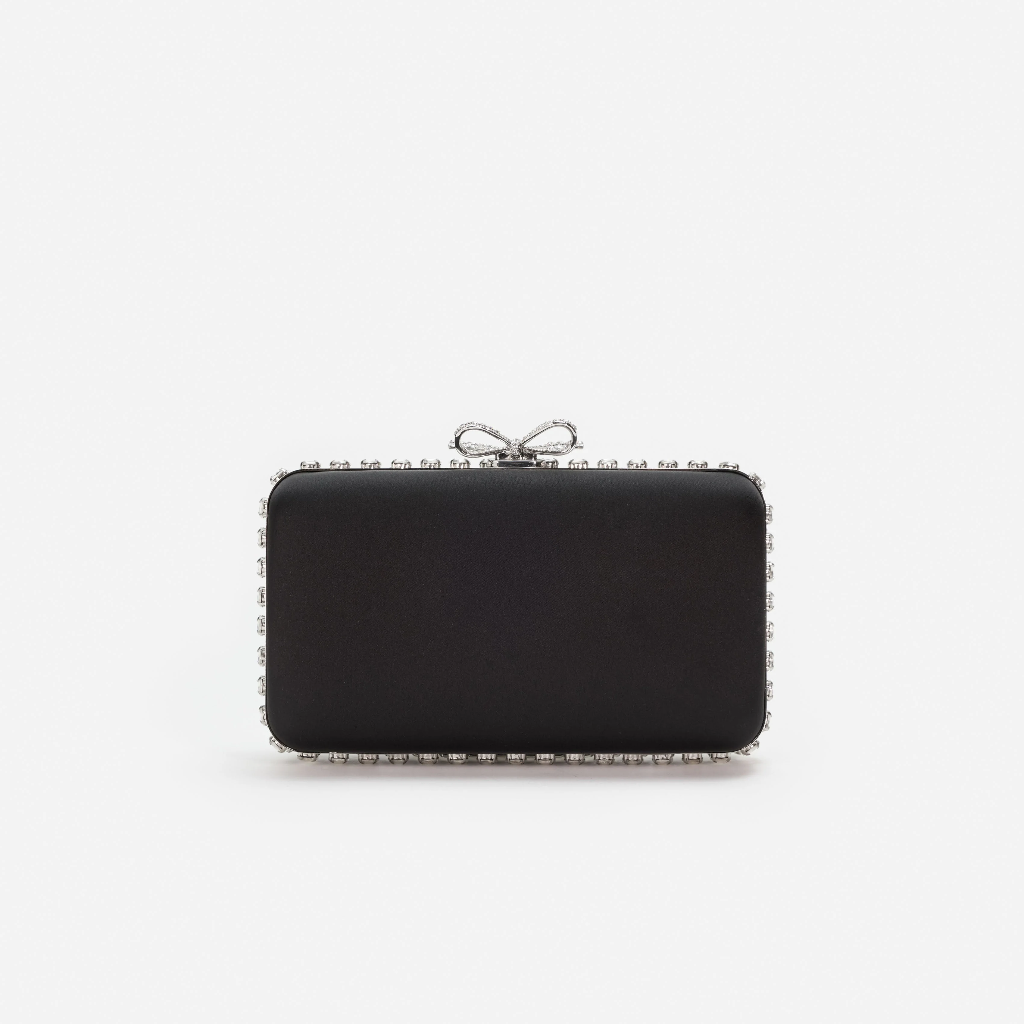Black Satin Crystal Clutch Bag - Image 3