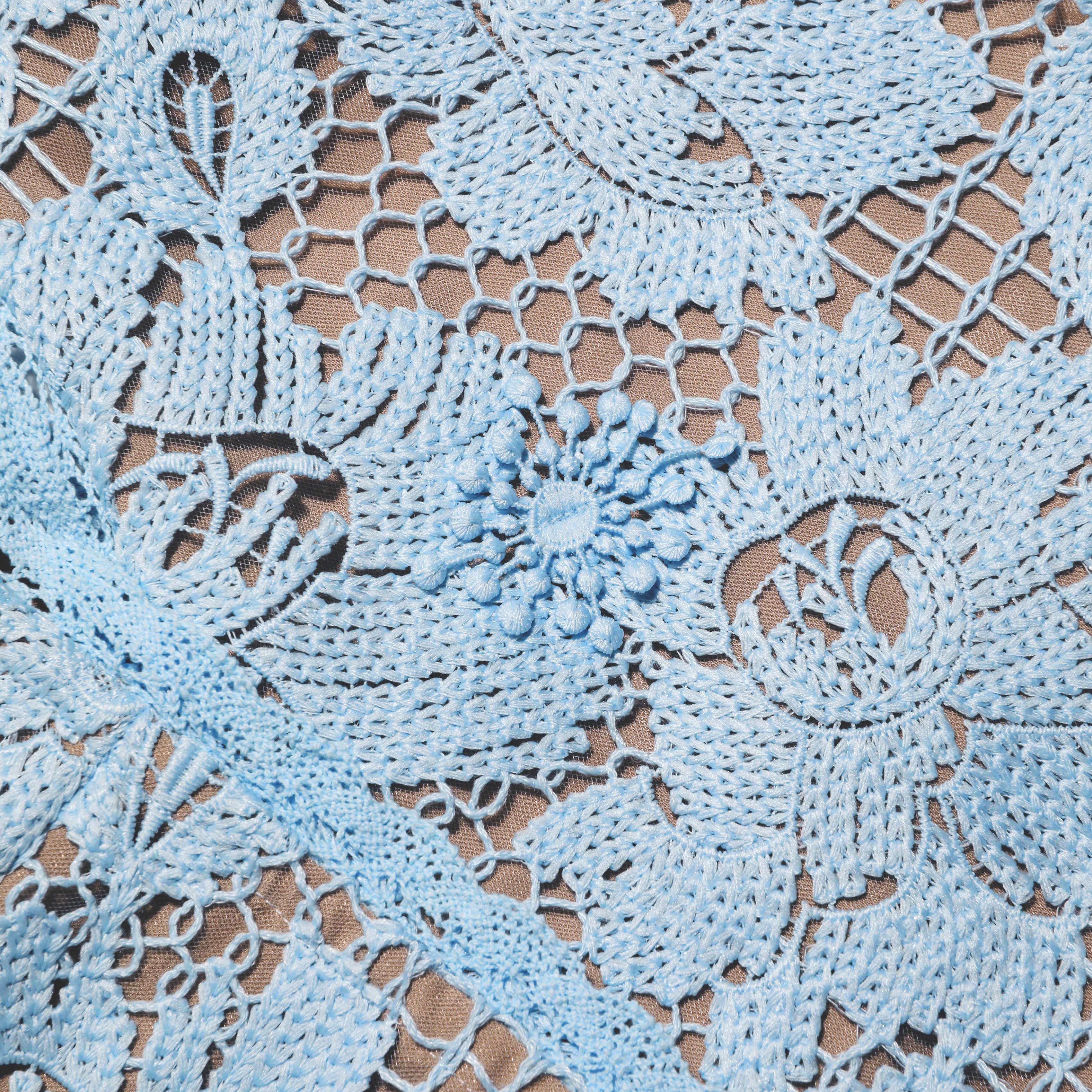 Blue Crochet Lace Midi Dress - Image 5