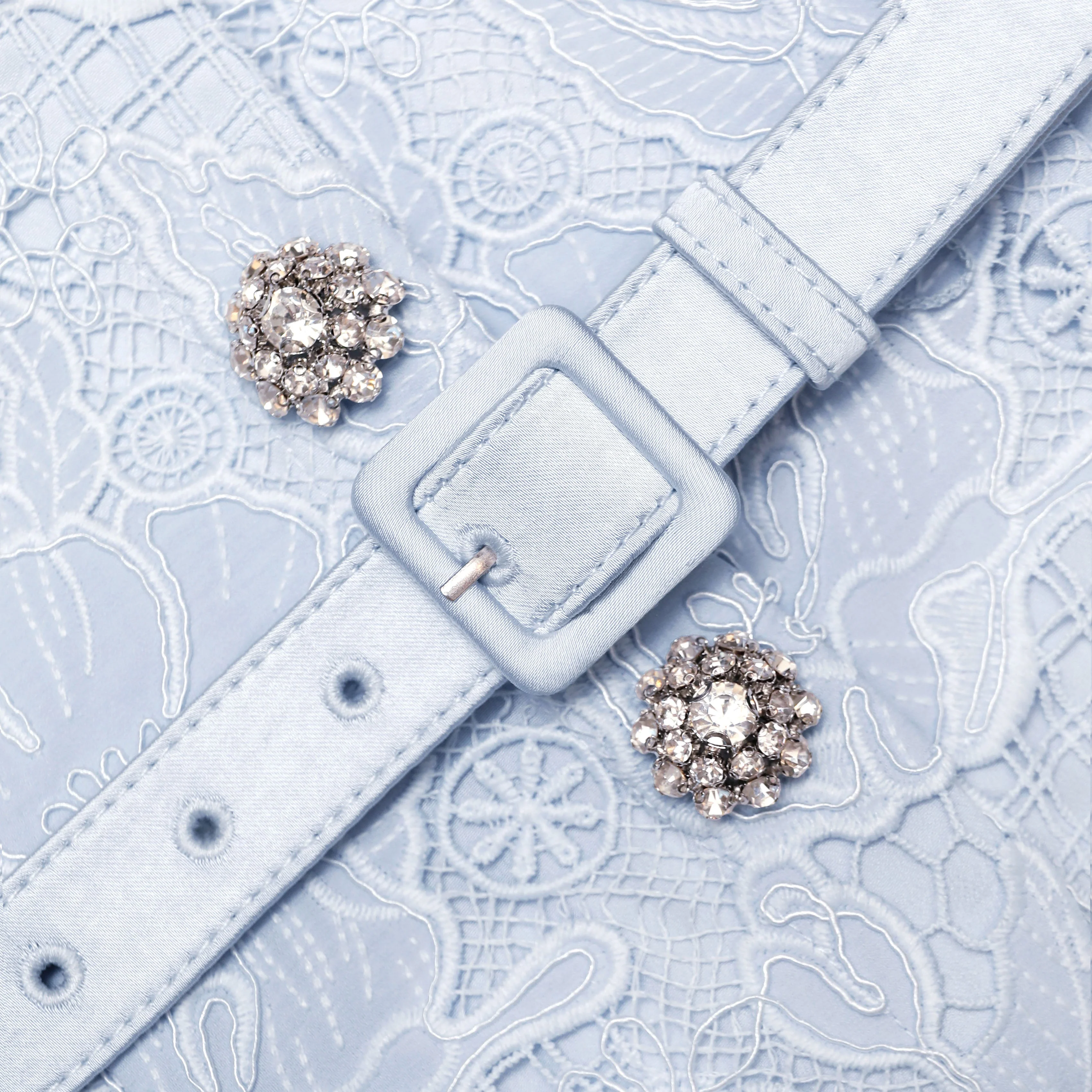 Blue Lace Satin Maxi Dress - Image 5