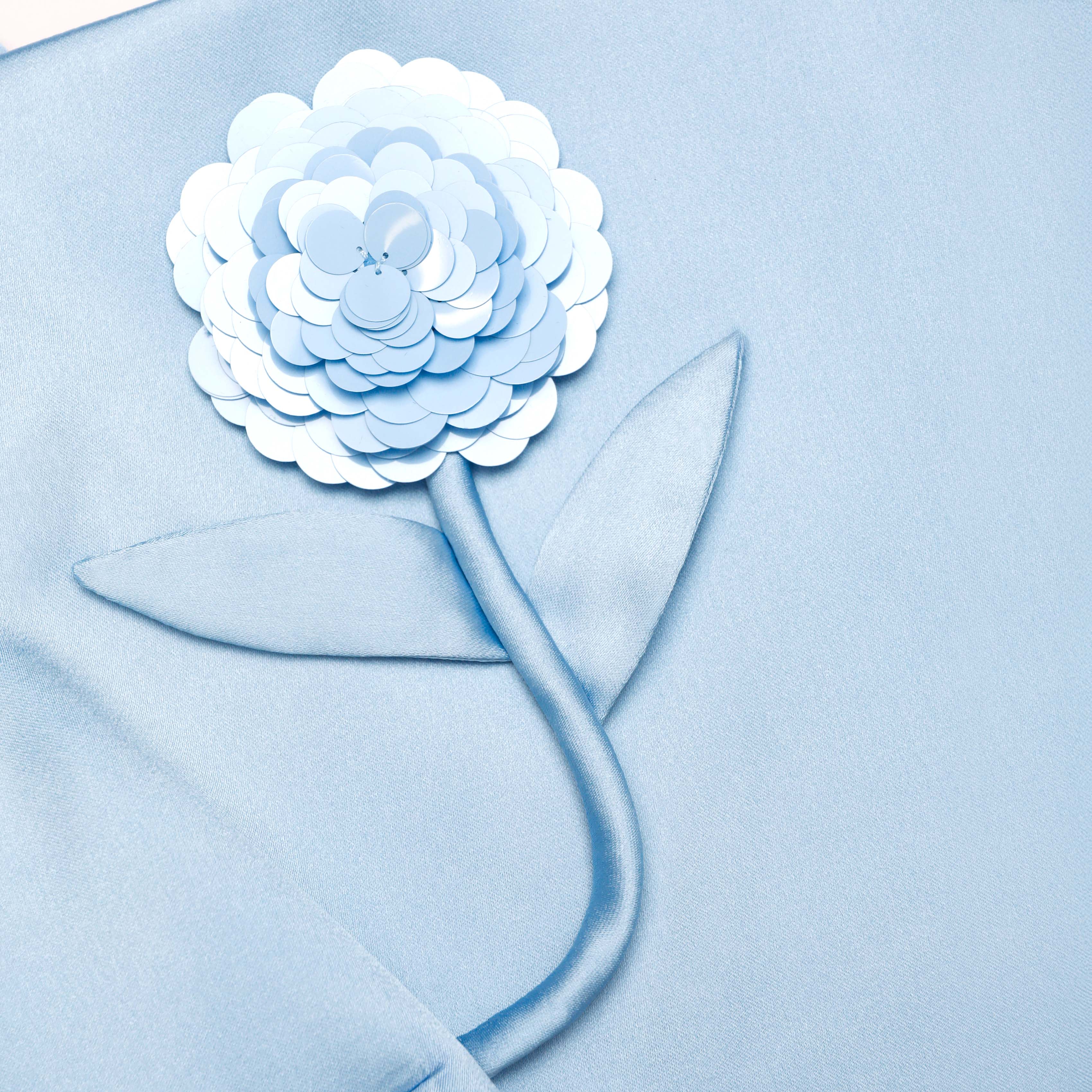 Blue Satin 3D Sequin Flower Top - Image 5