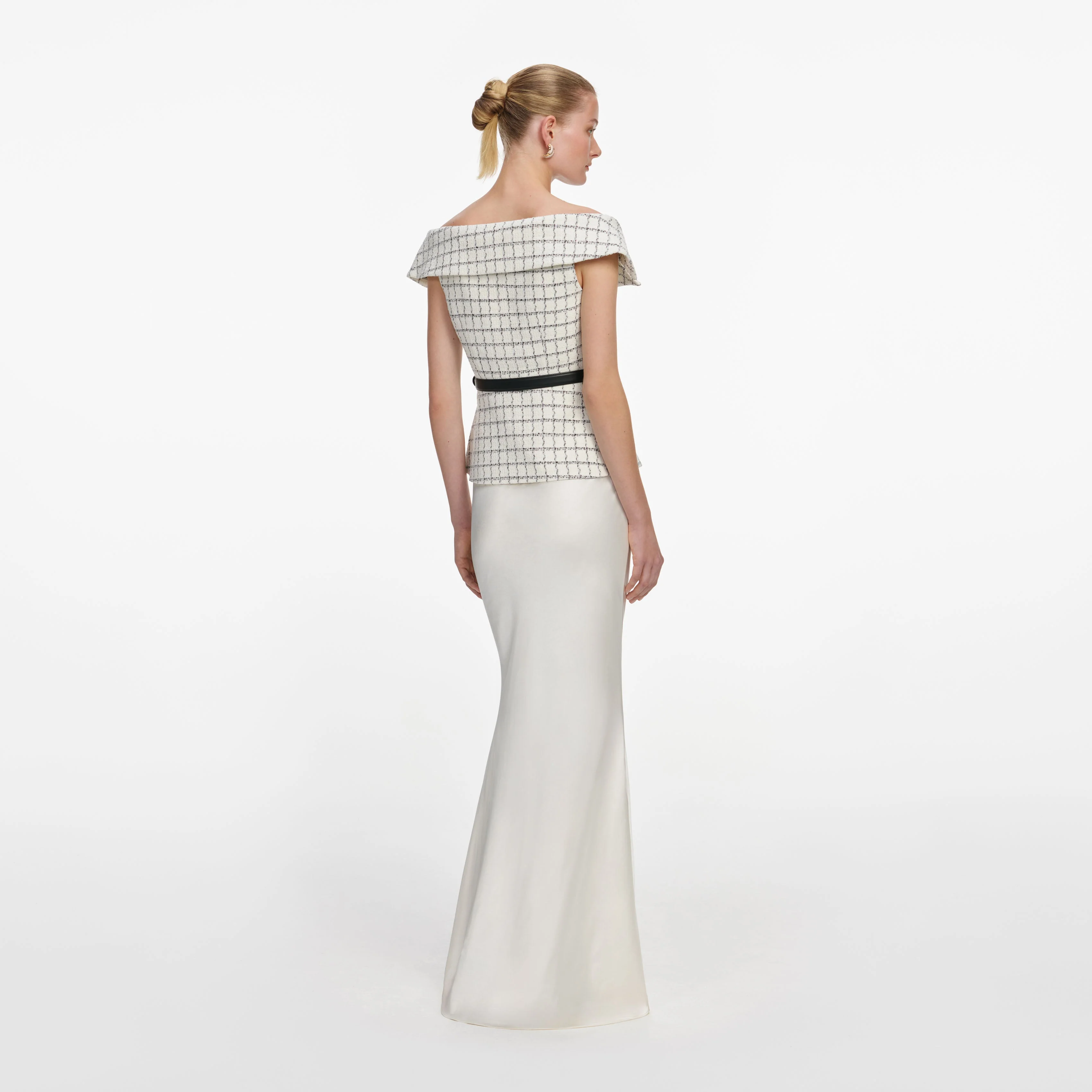 Check Boucle Satin Maxi Dress - Image 3