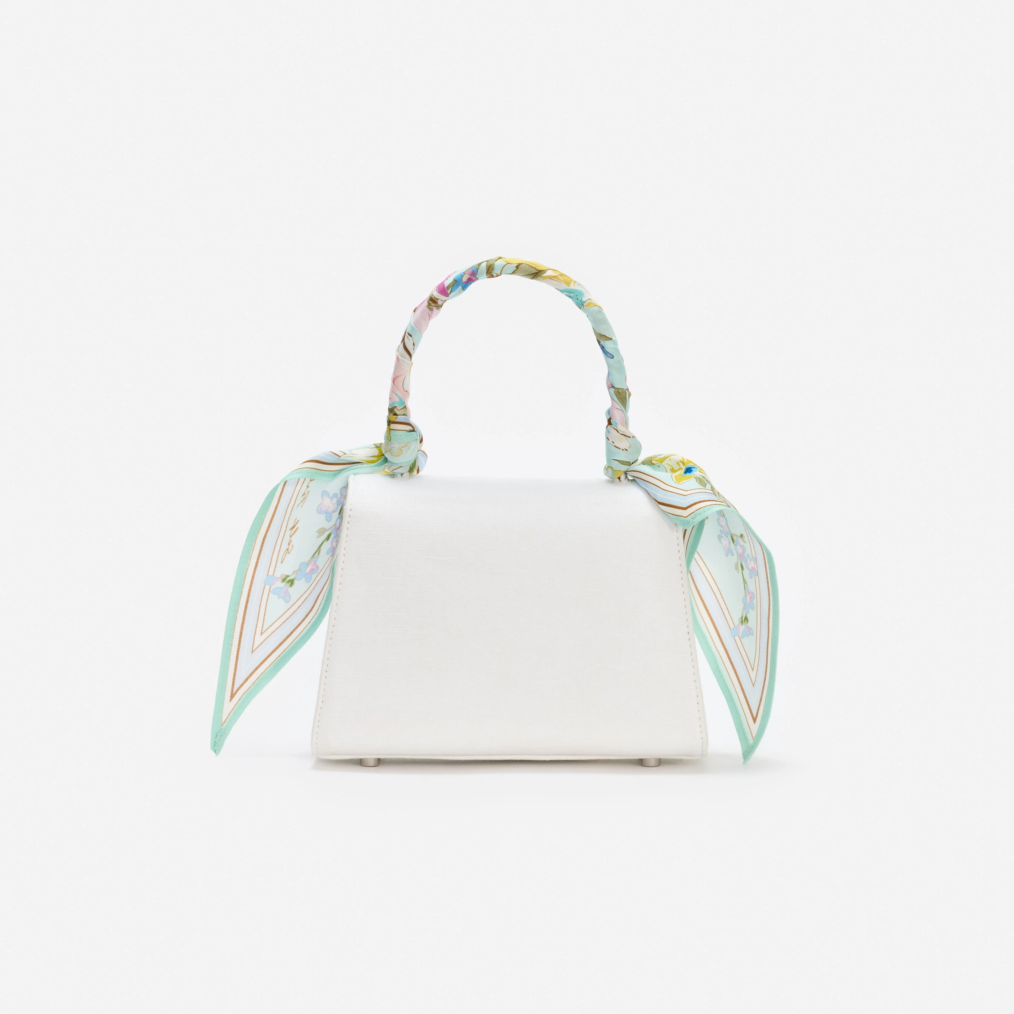 Cream Linen Mint Floral Mini Bag - Image 3