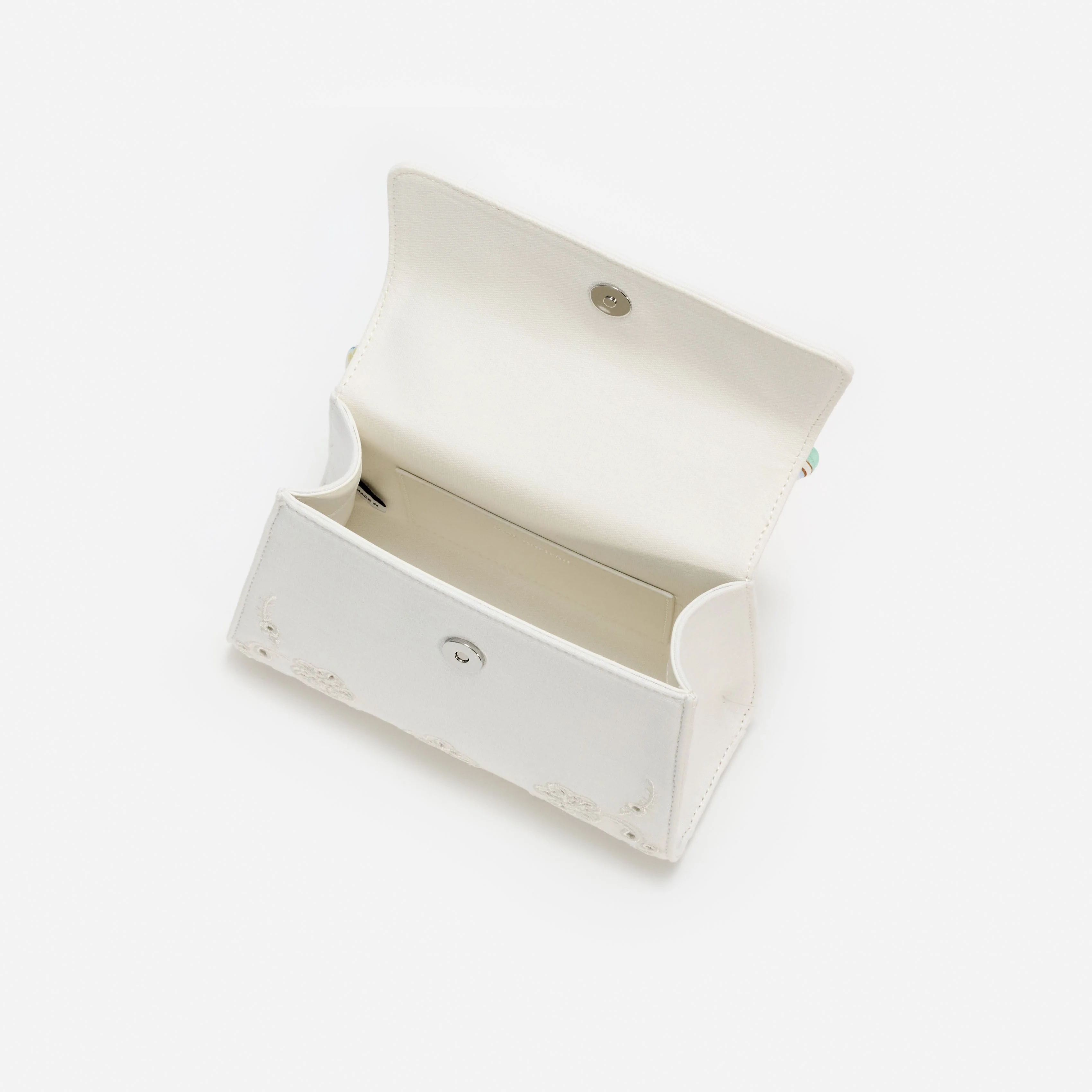 Cream Linen Mint Floral Mini Bag - Image 4