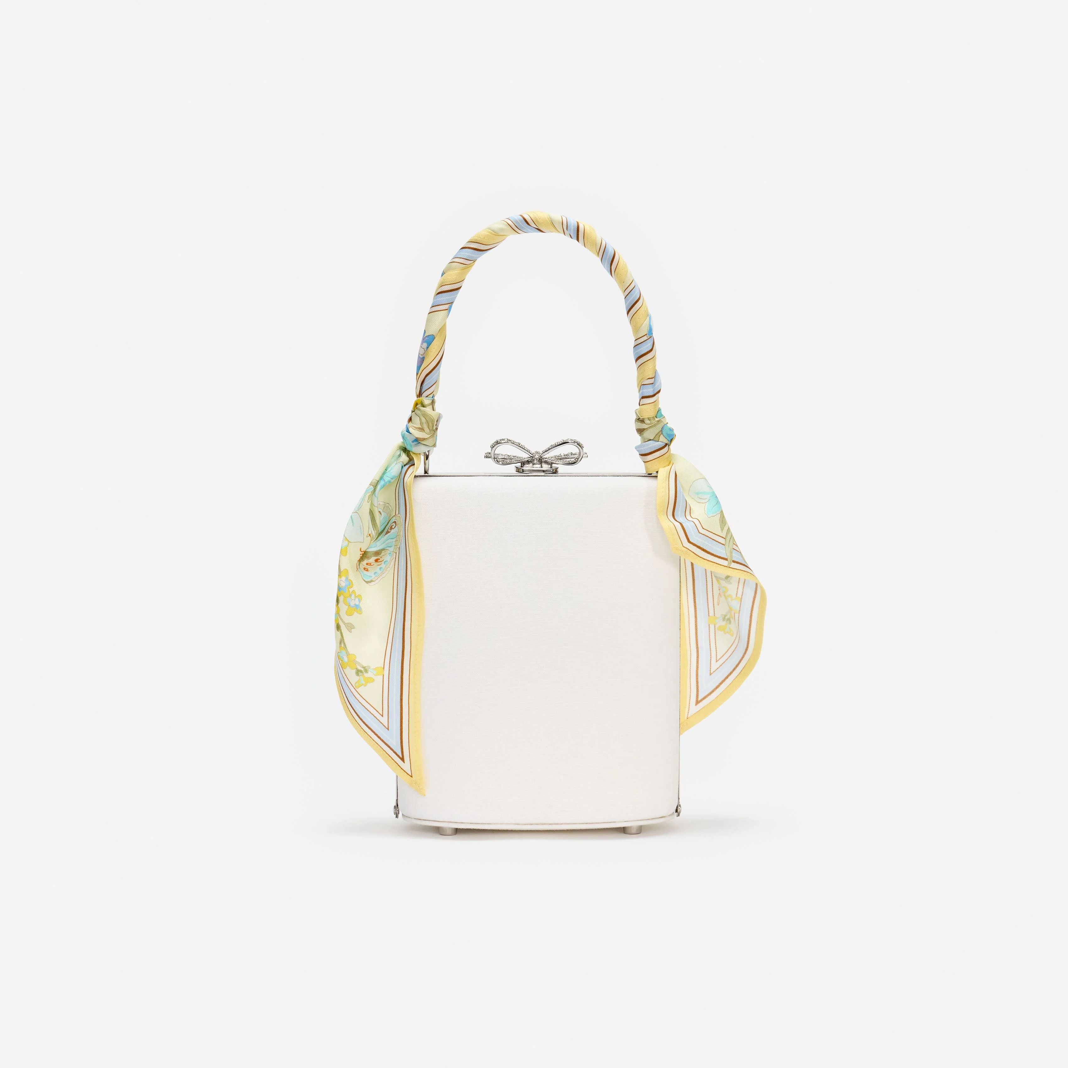 Cream Linen Yellow Floral Mini Bow Bag - Image 3