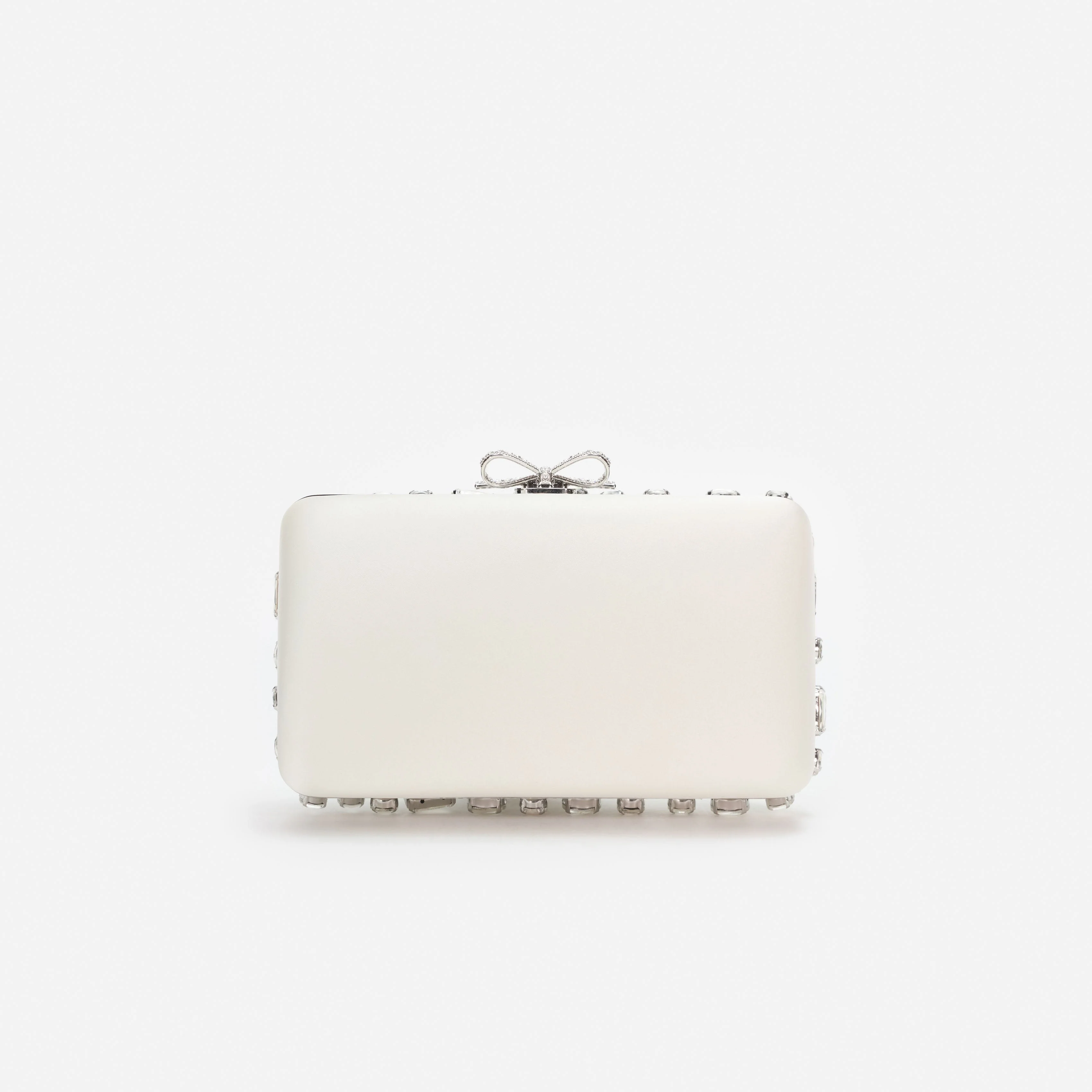 Cream Satin Crystal Clutch Bag - Image 3