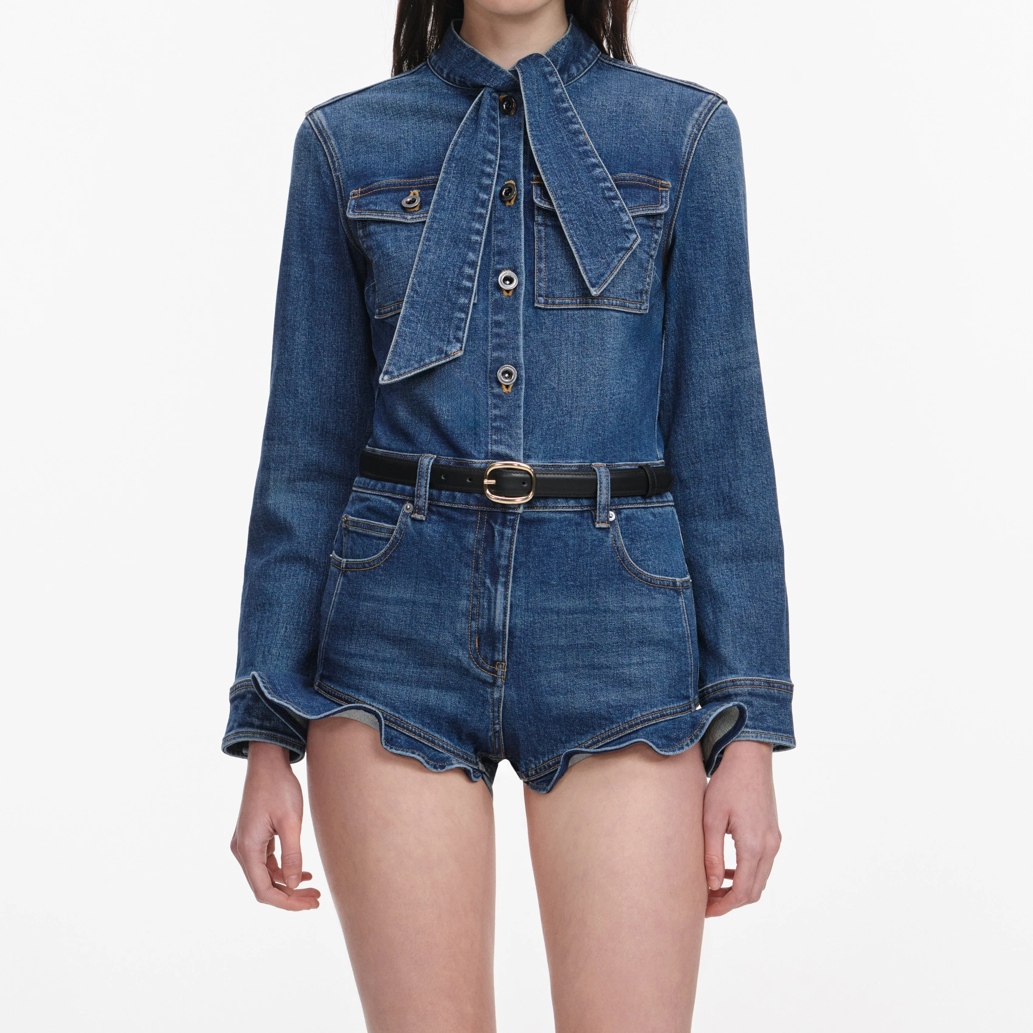 Denim Frill Playsuit - Image 5