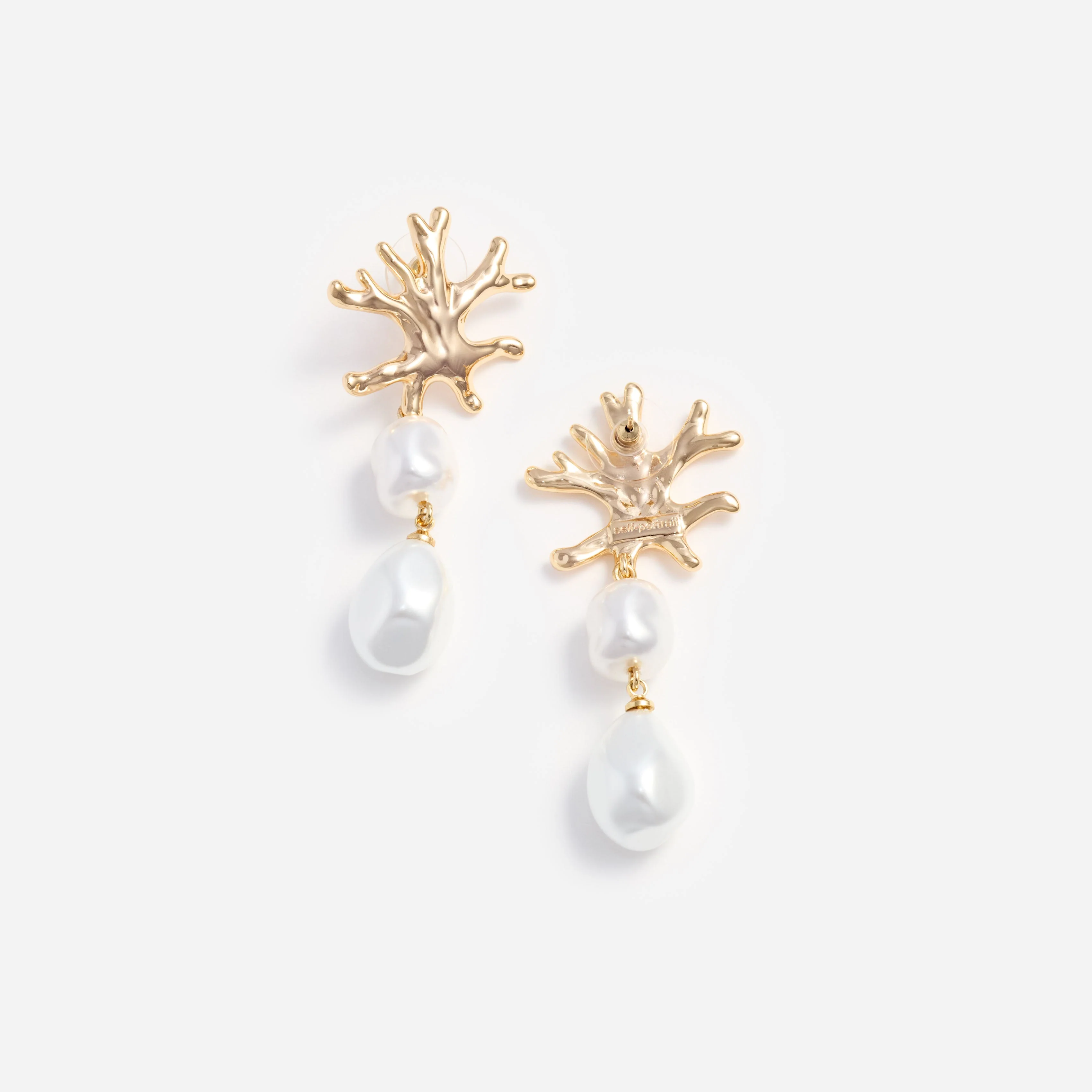 Gold Coral Pearl Earrings - Image 3