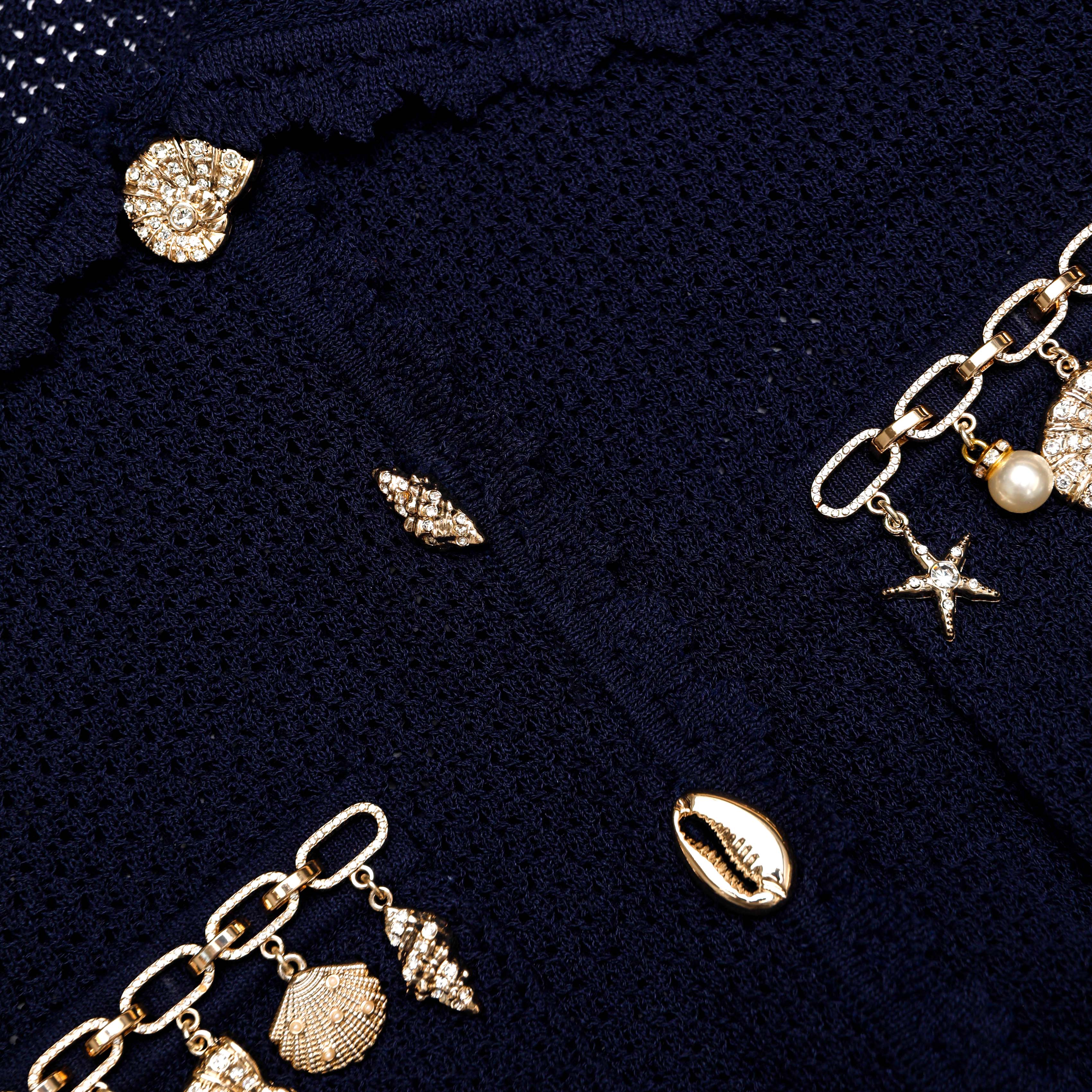 Navy Shell Embellished Cardigan - Image 5