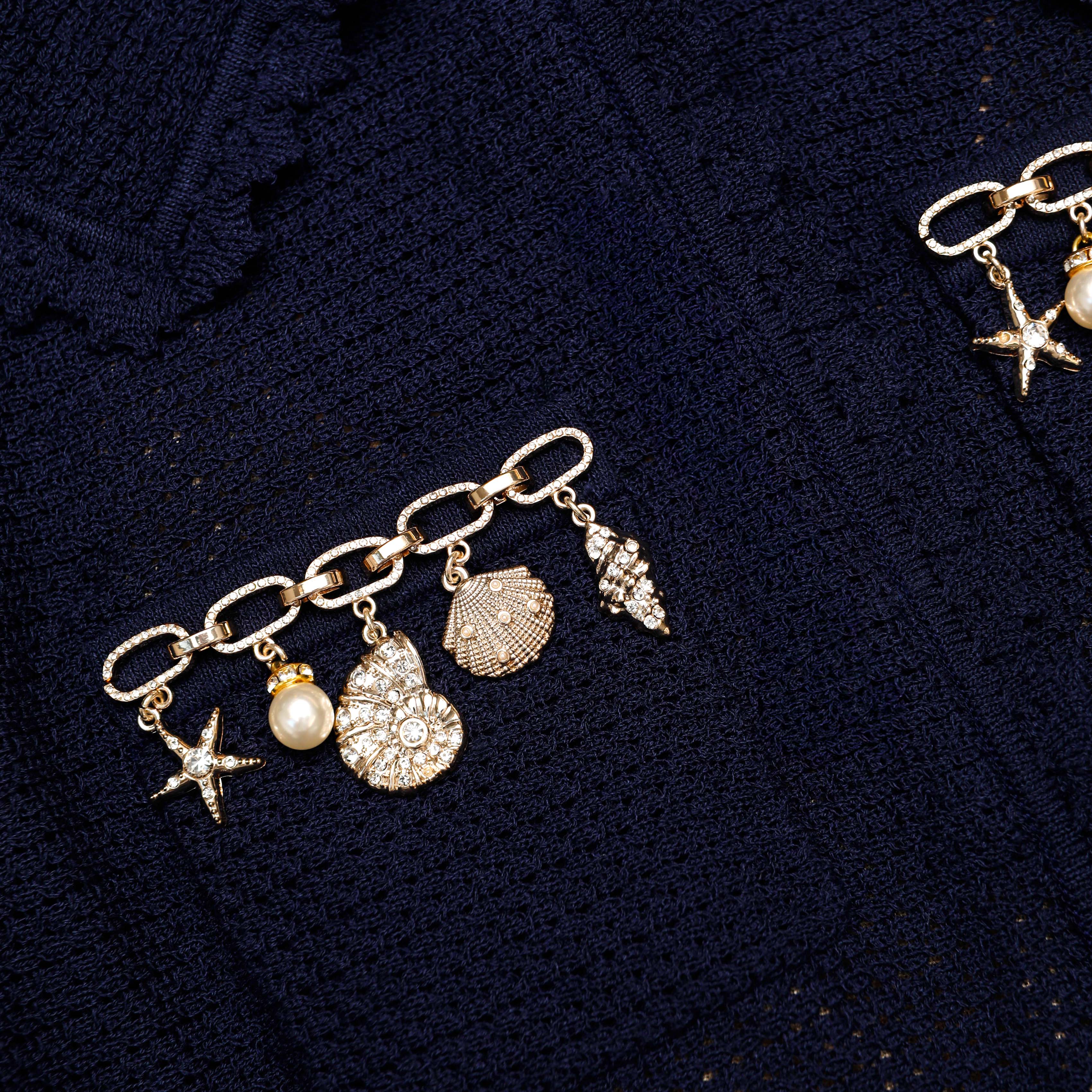 Navy Shell Embellished Knit Mini Dress - Image 5