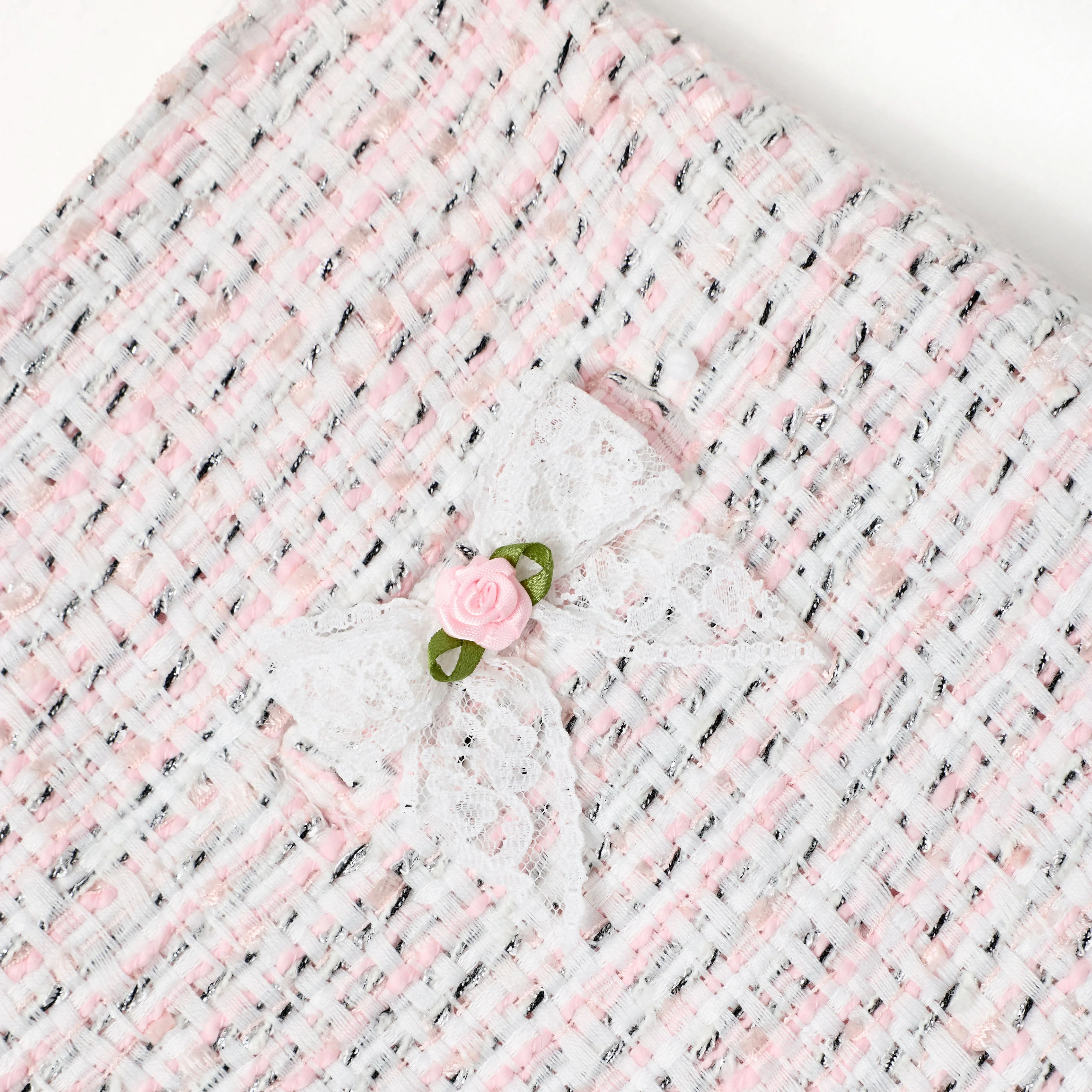 Pink Boucle Lace Bow Skirt - Image 4