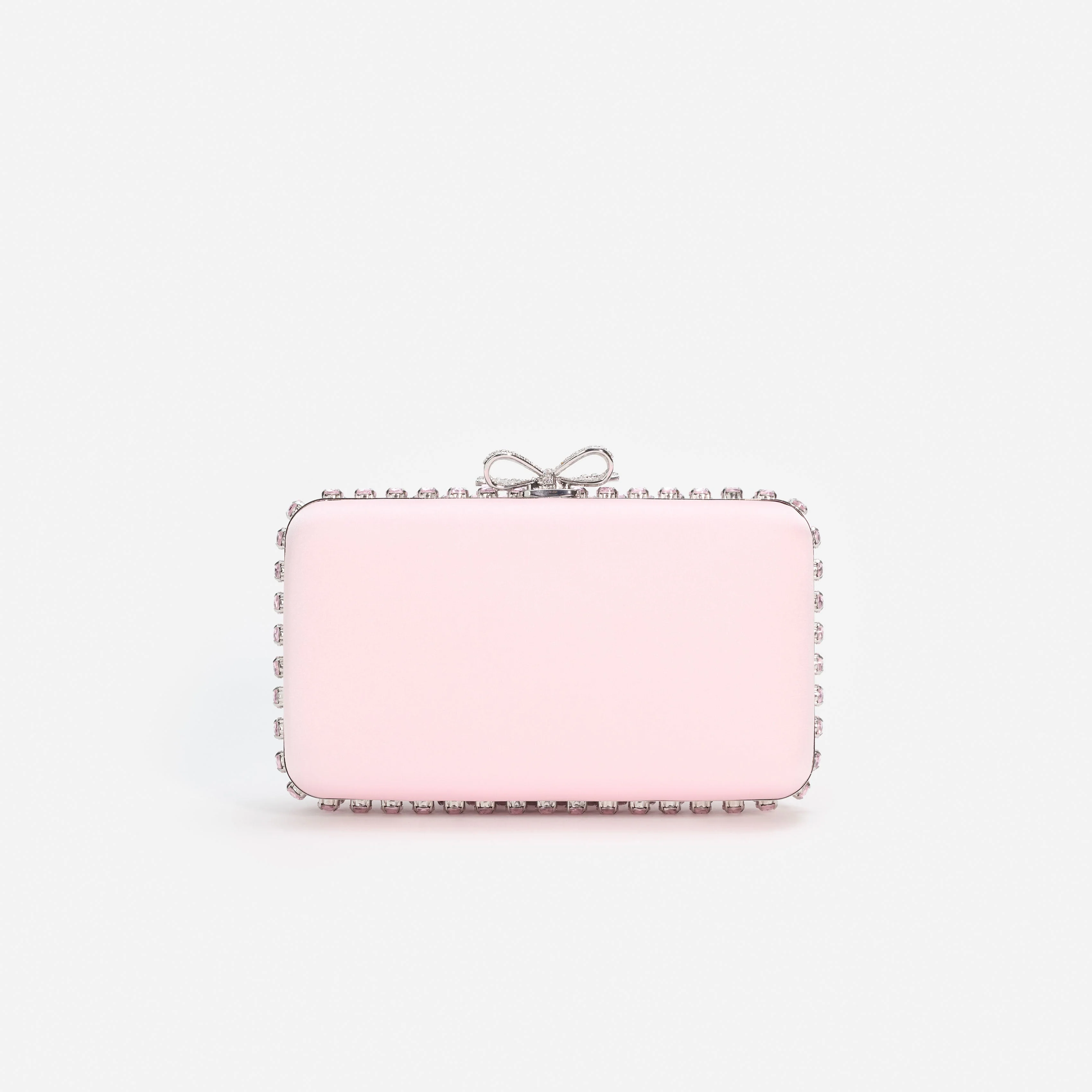 Pink Satin Crystal Clutch Bag - Image 3