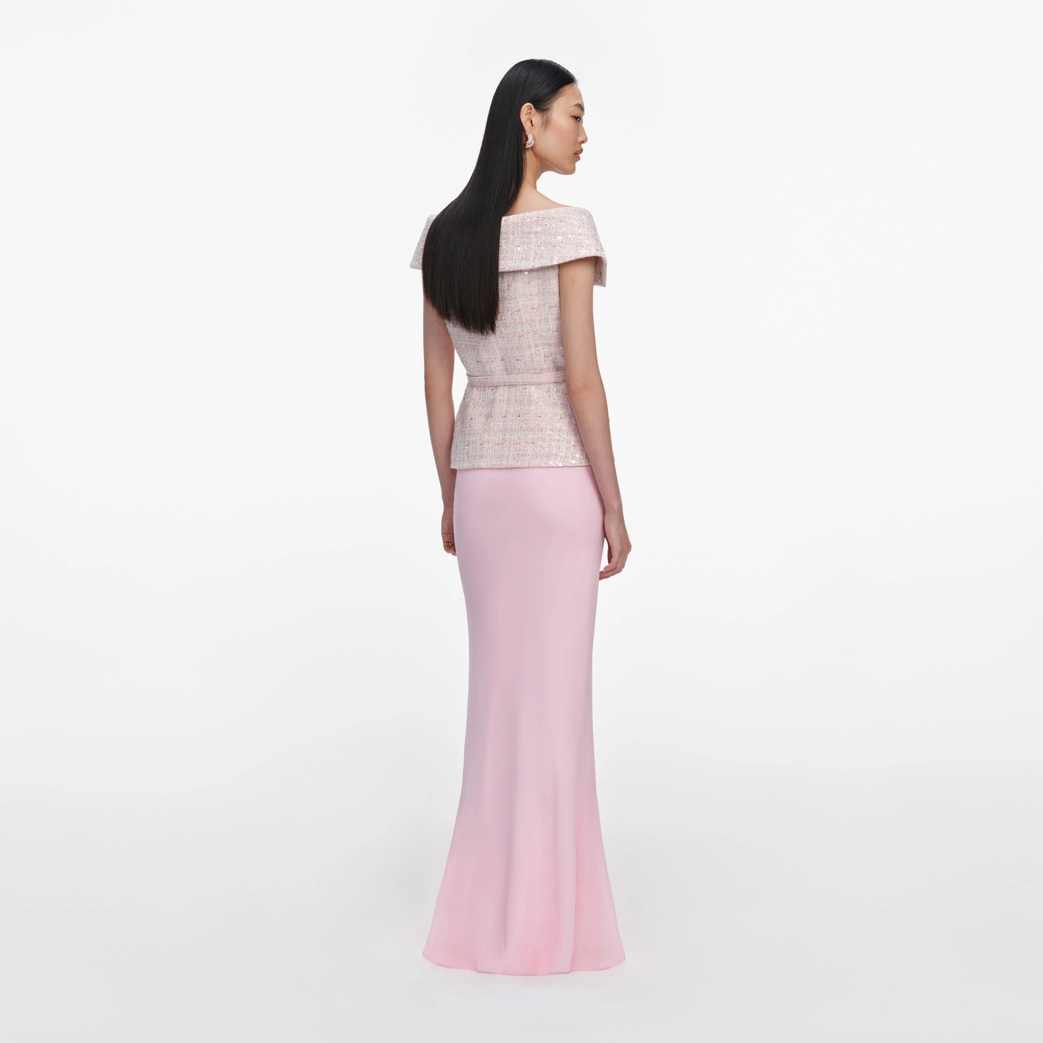 Pink Sequin Boucle Maxi Dress - Image 3