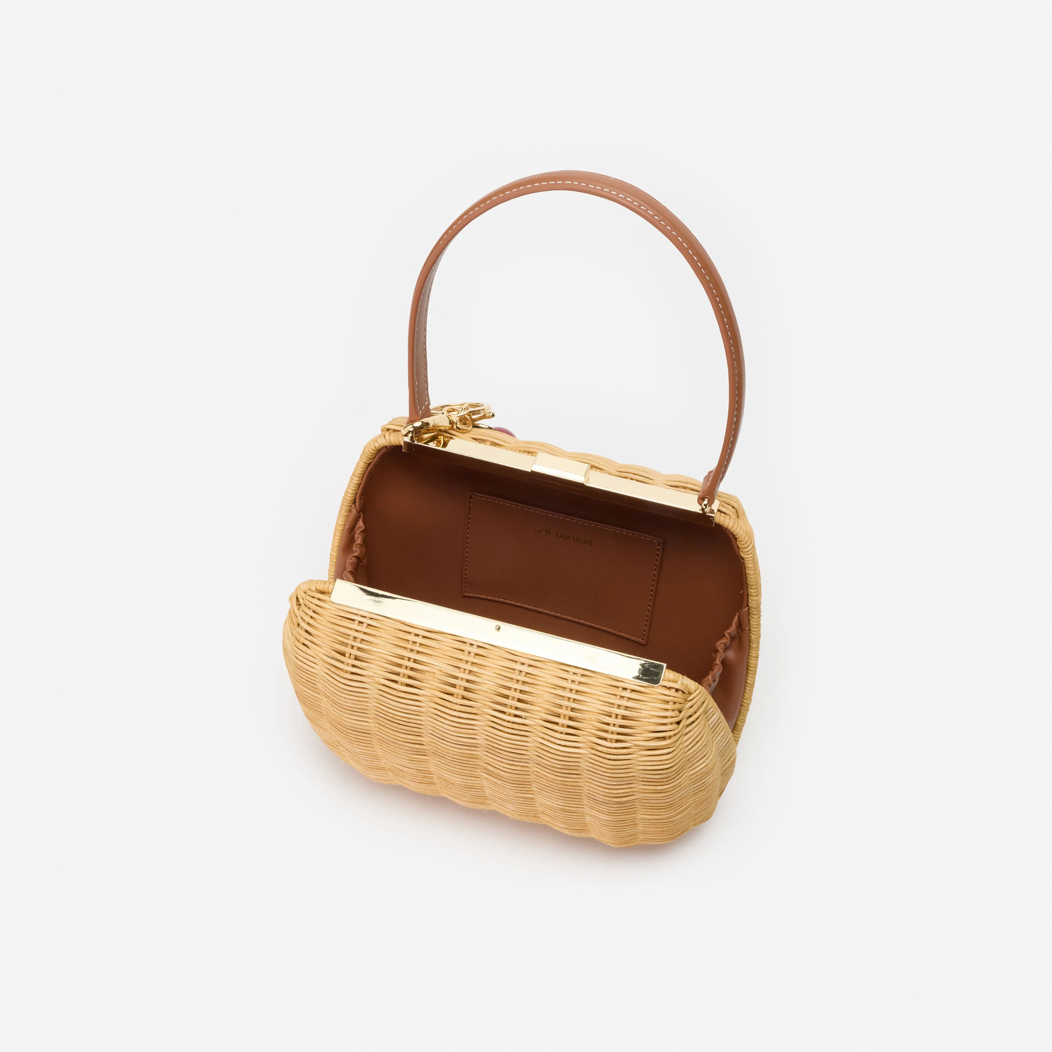 Rattan Cherry Charm Mini Bag - Image 4