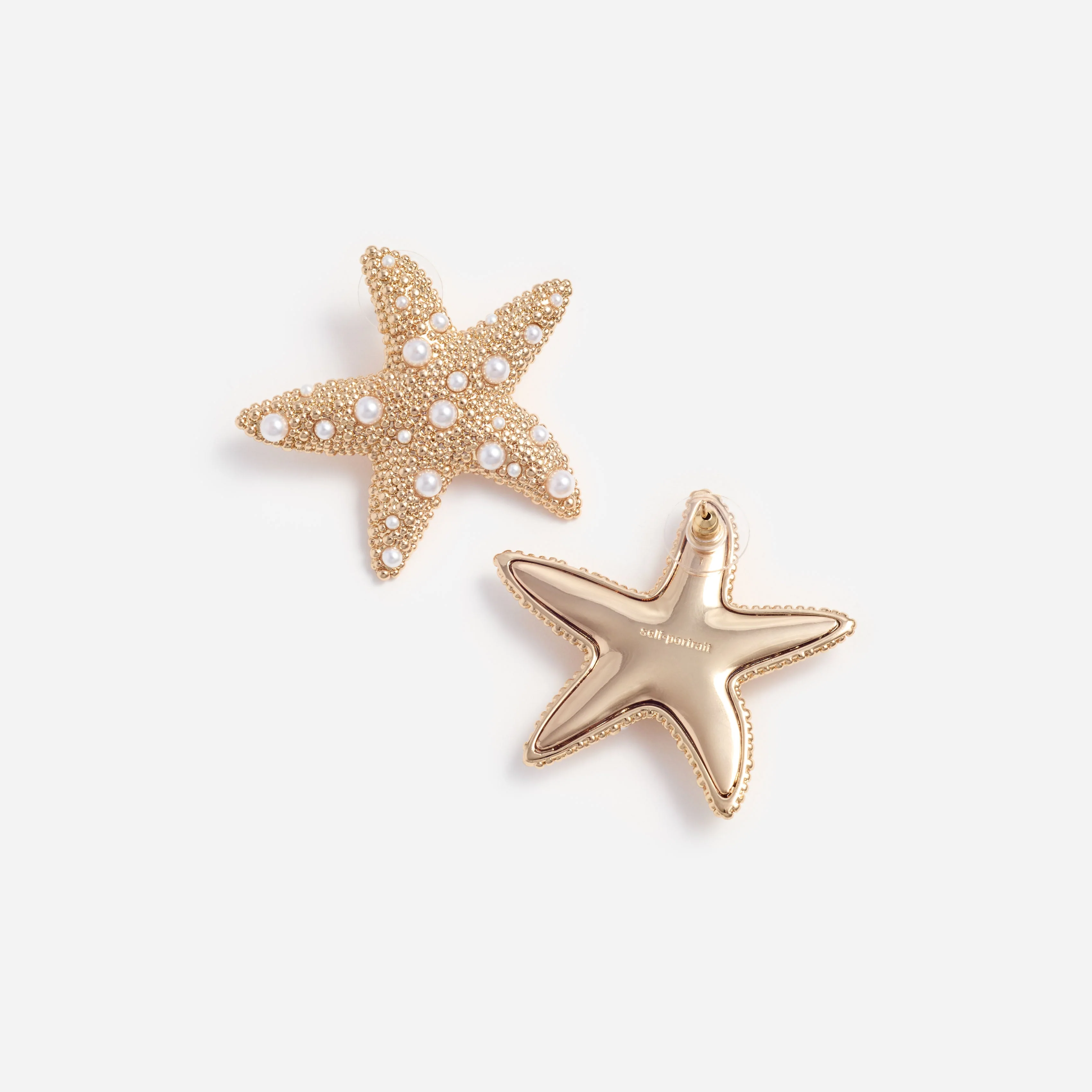 Textured Gold Sea Star Earrings - Image 3