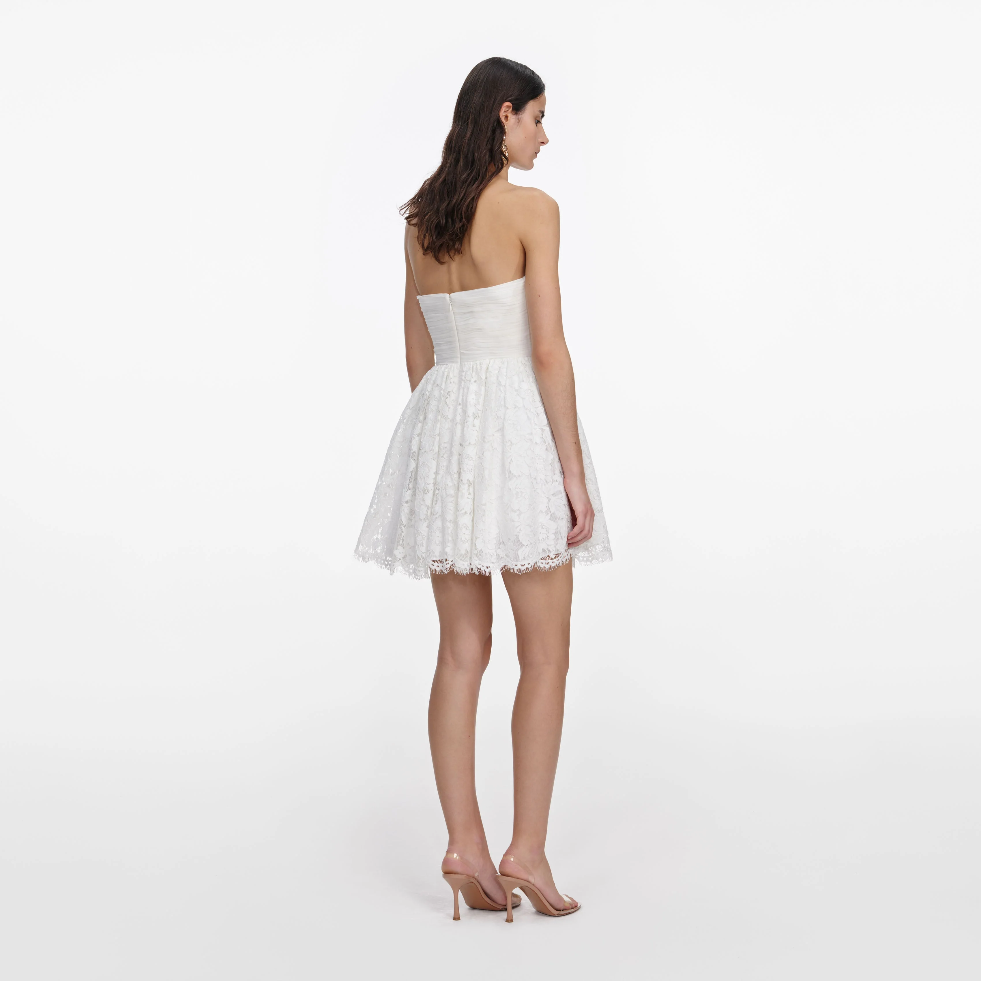 White Lace Bow Mini Dress - Image 3