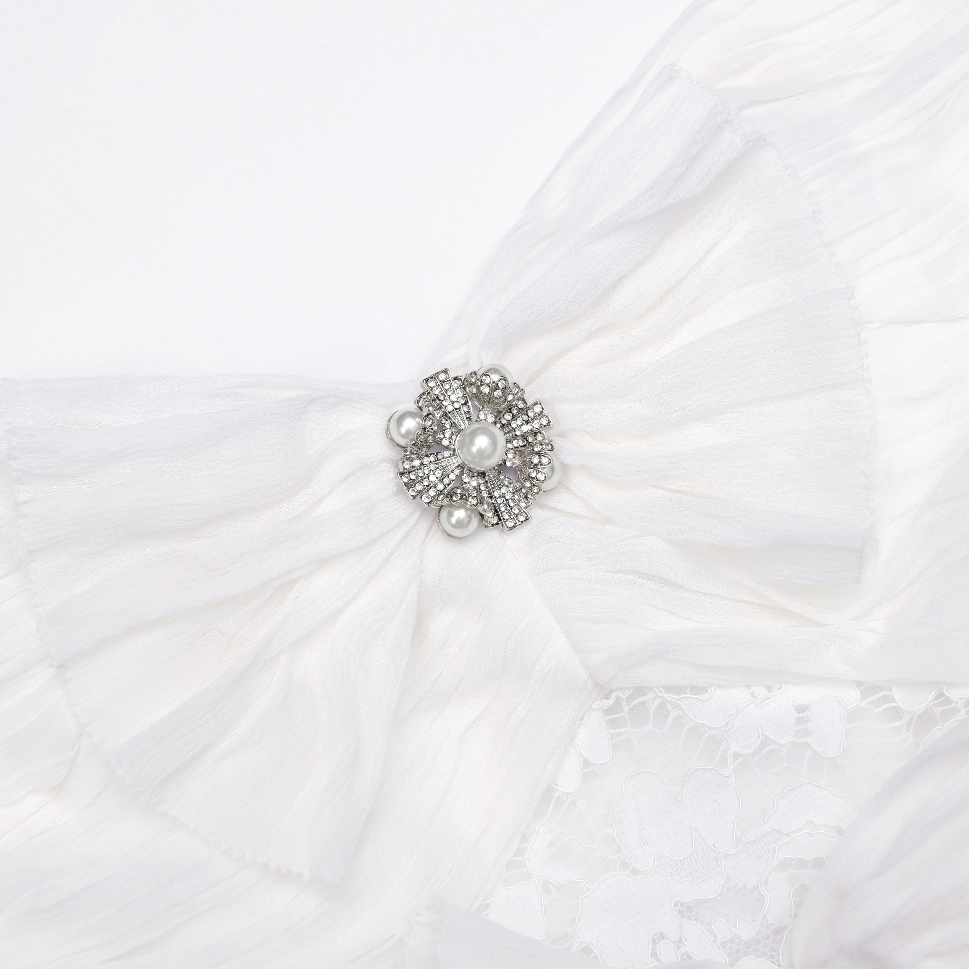 White Lace Bow Mini Dress - Image 5