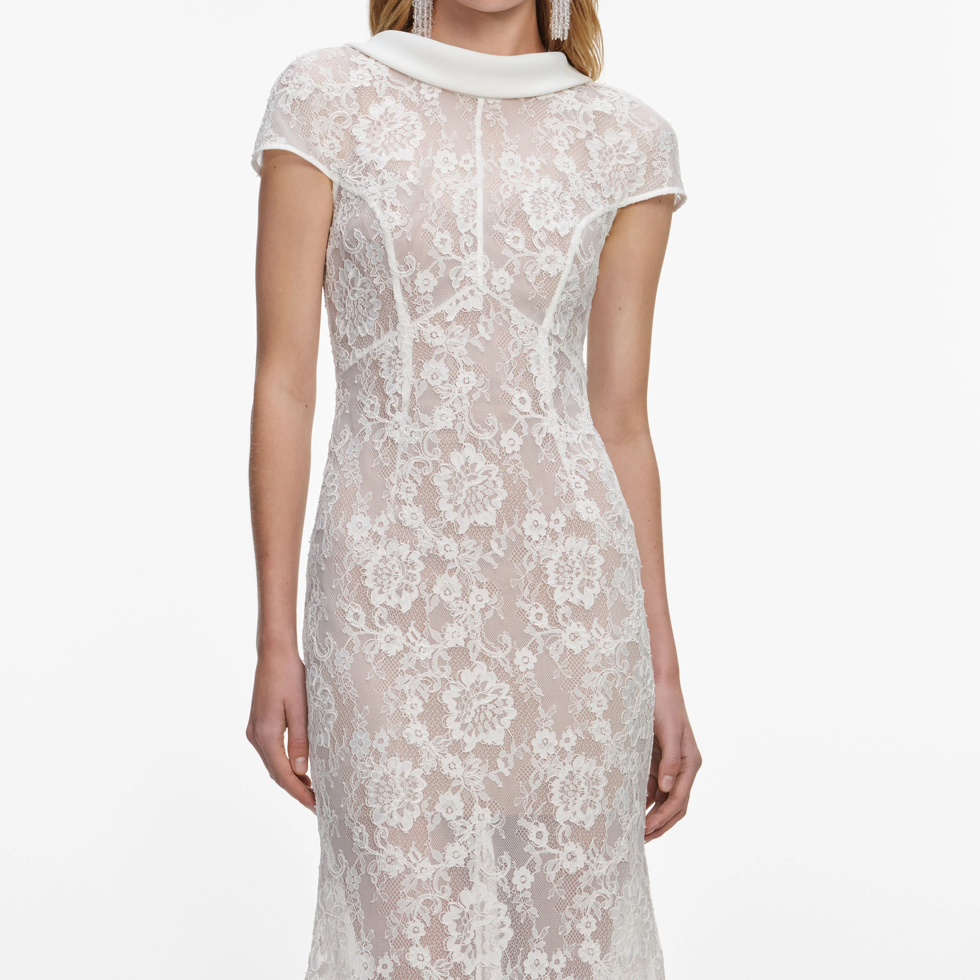 White Lace Scoop Back Maxi Dress - Image 4