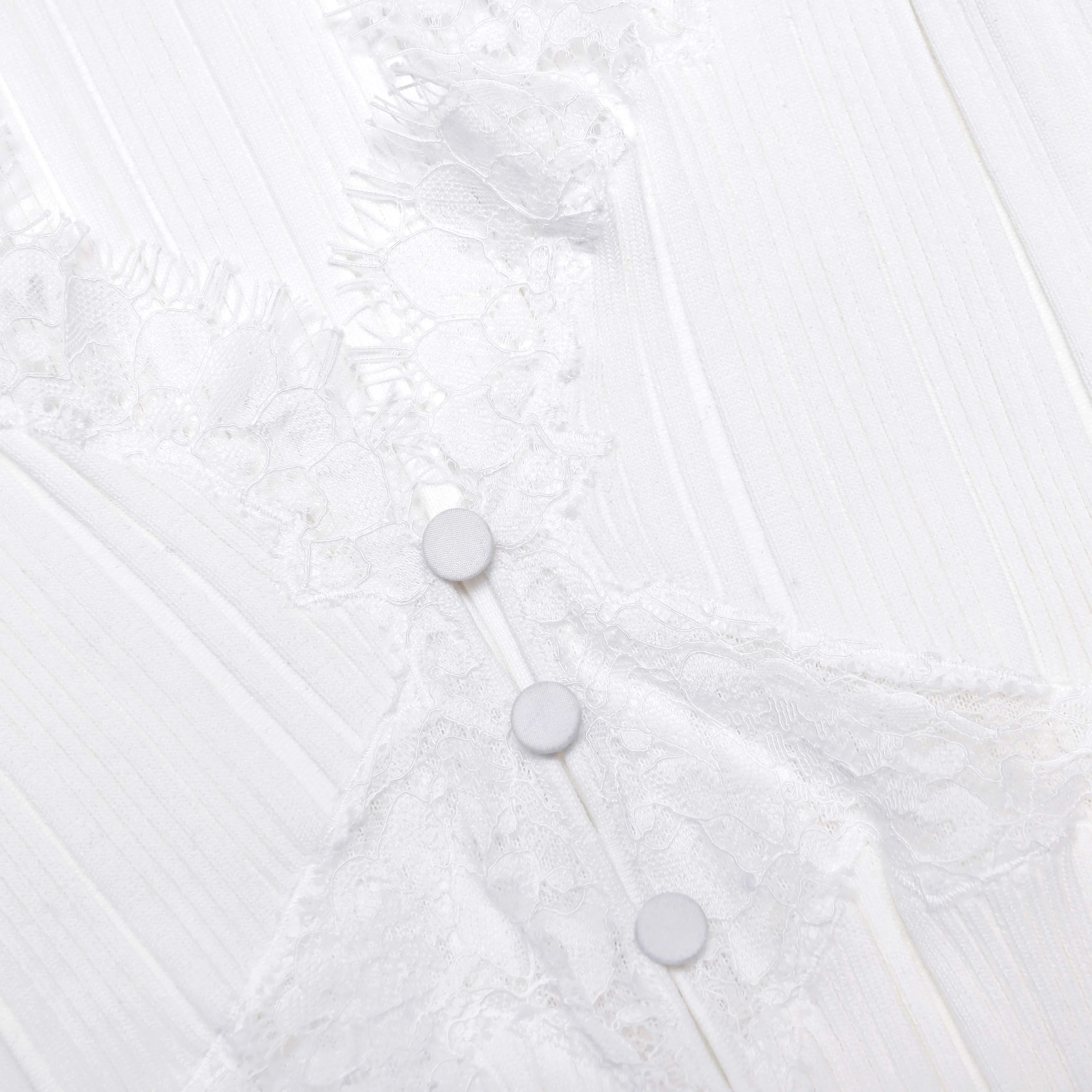 White Lace Trim Knit Top - Image 5