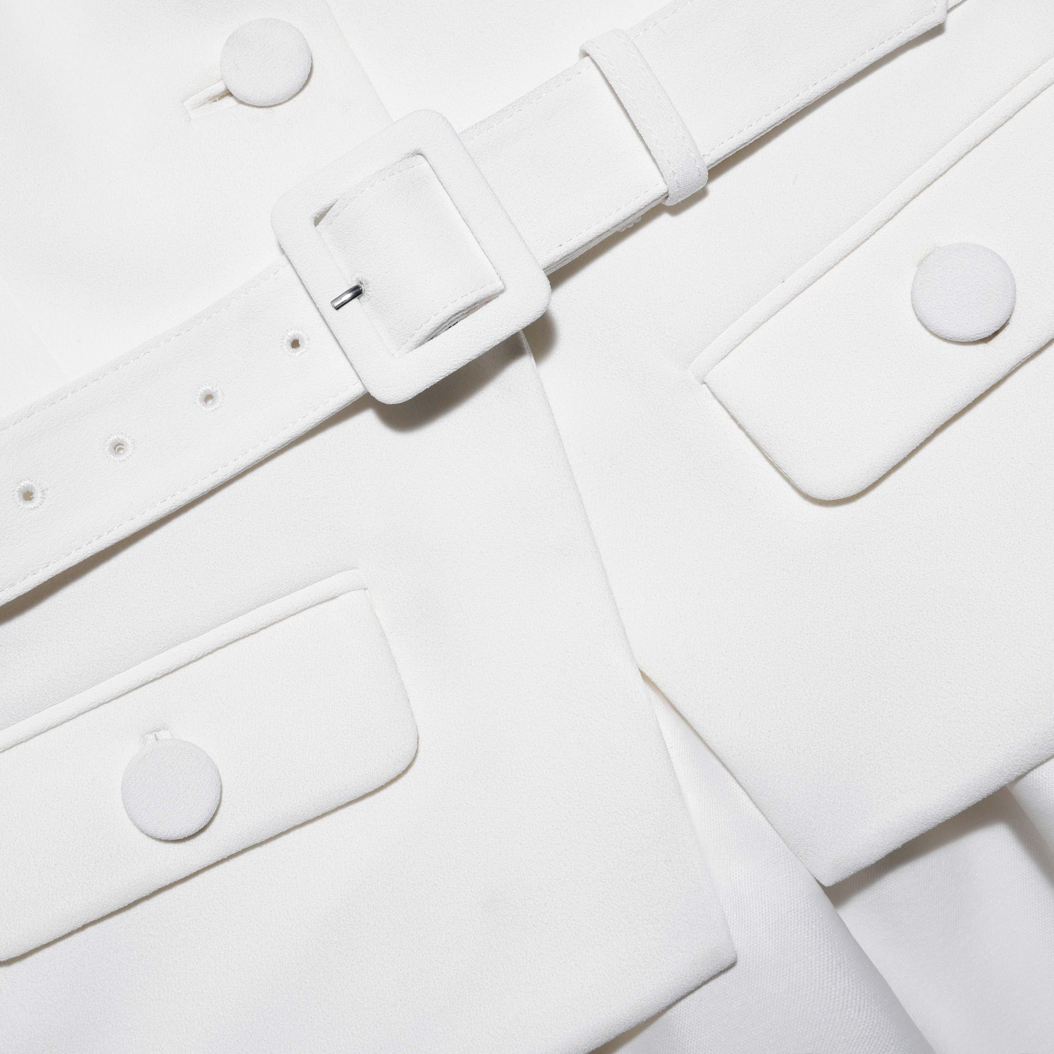 White Tailored Taffeta Midi Dress - Image 5