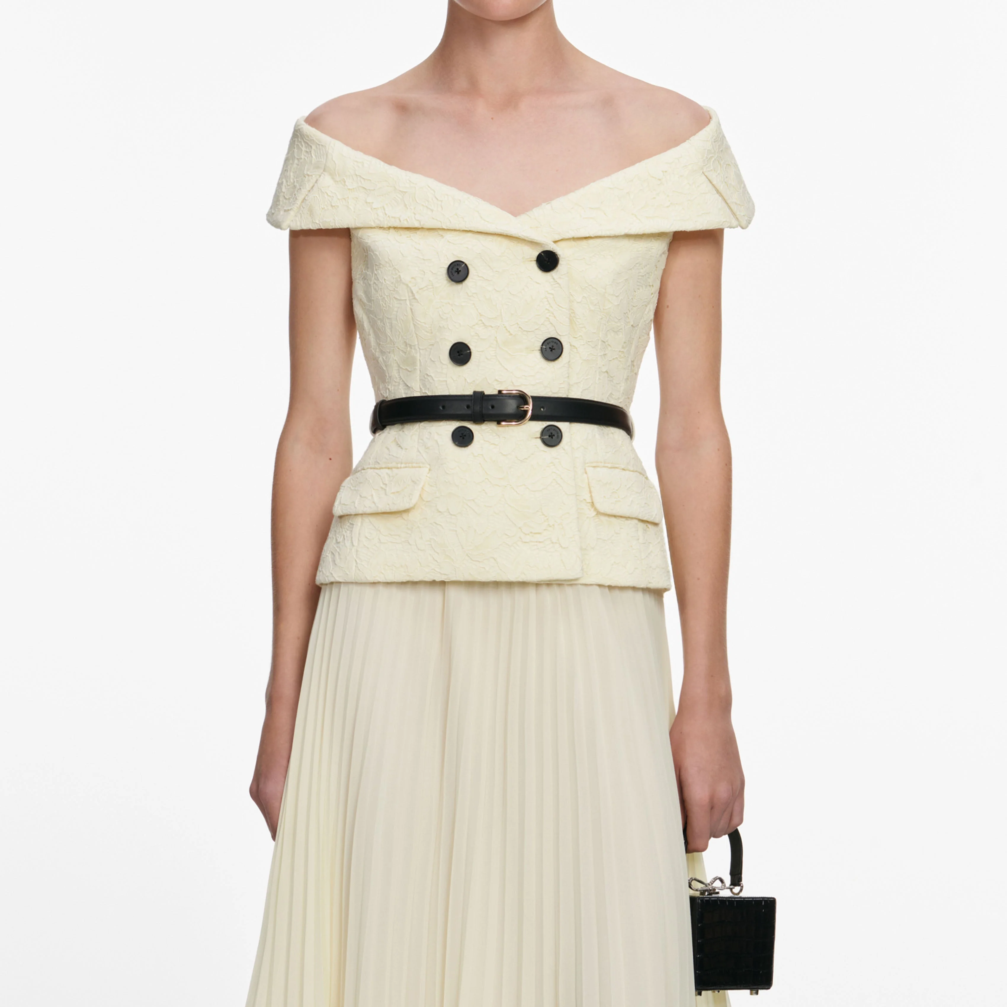 Yellow Lace Chiffon Midi Dress - Image 4