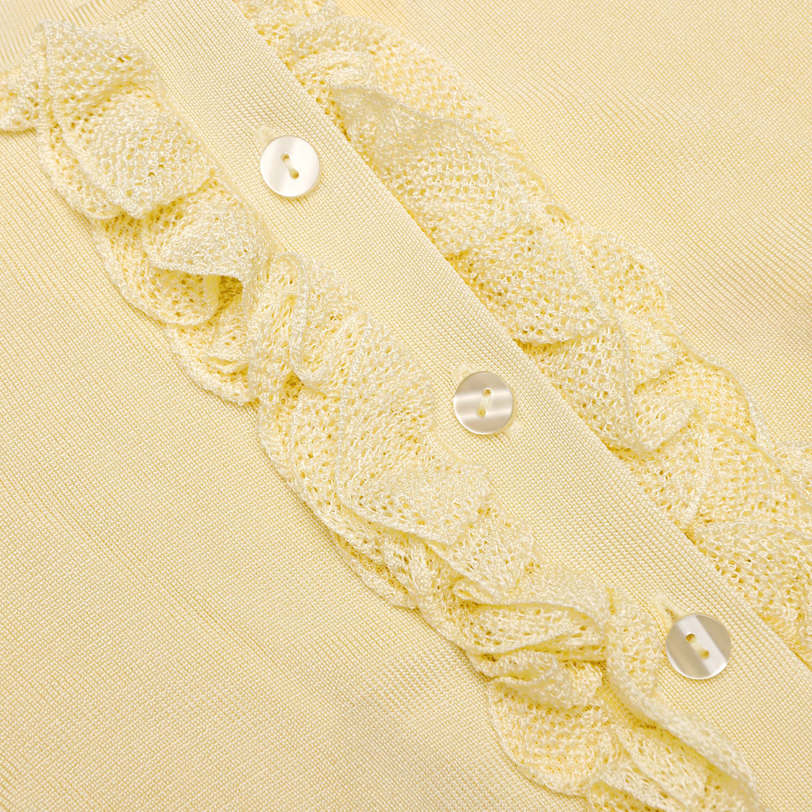 Yellow Viscose Knit Ruffle Midi Dress - Image 5